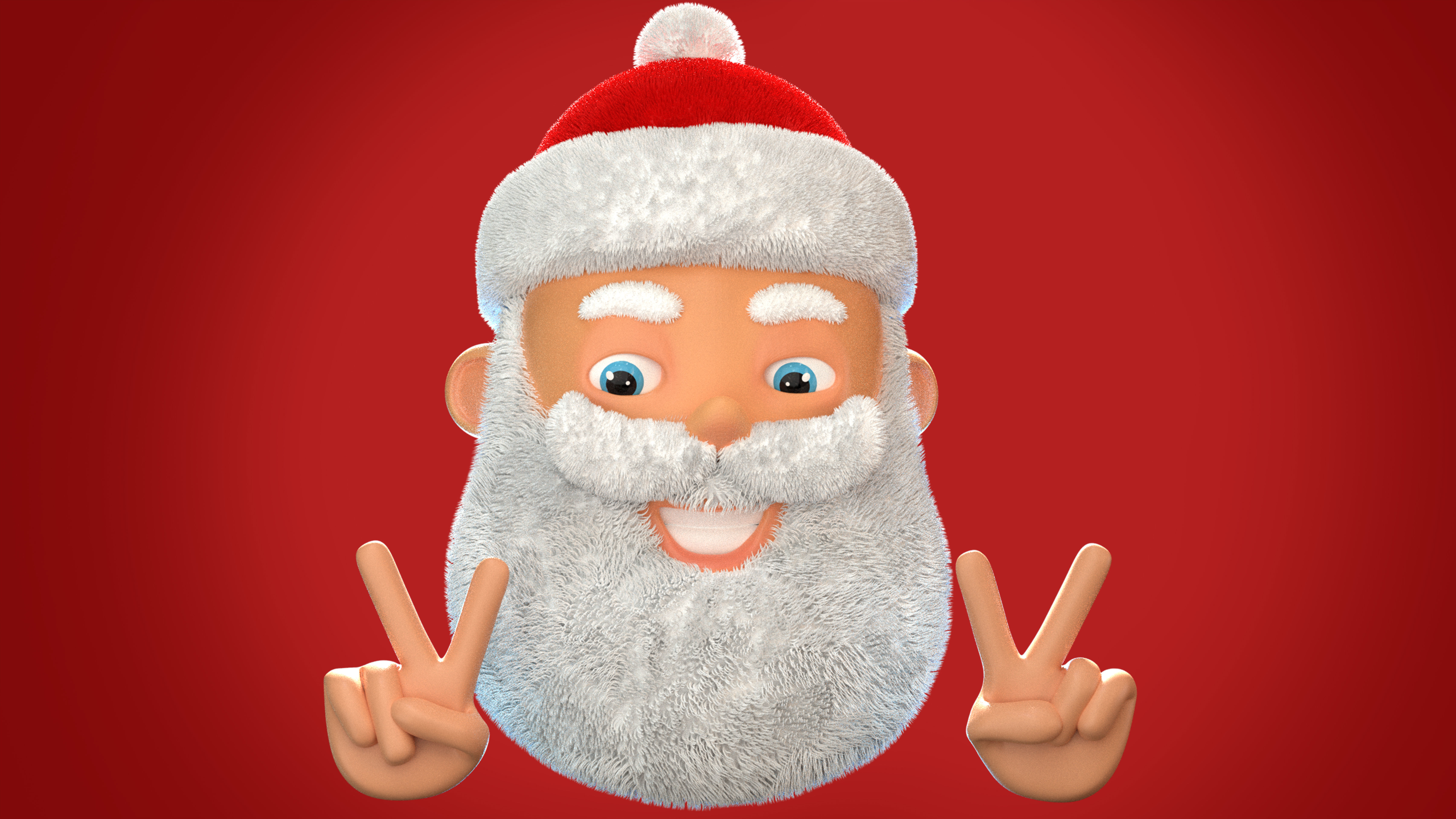 Animated Santa Peace Sign Low-poly 3D model_13