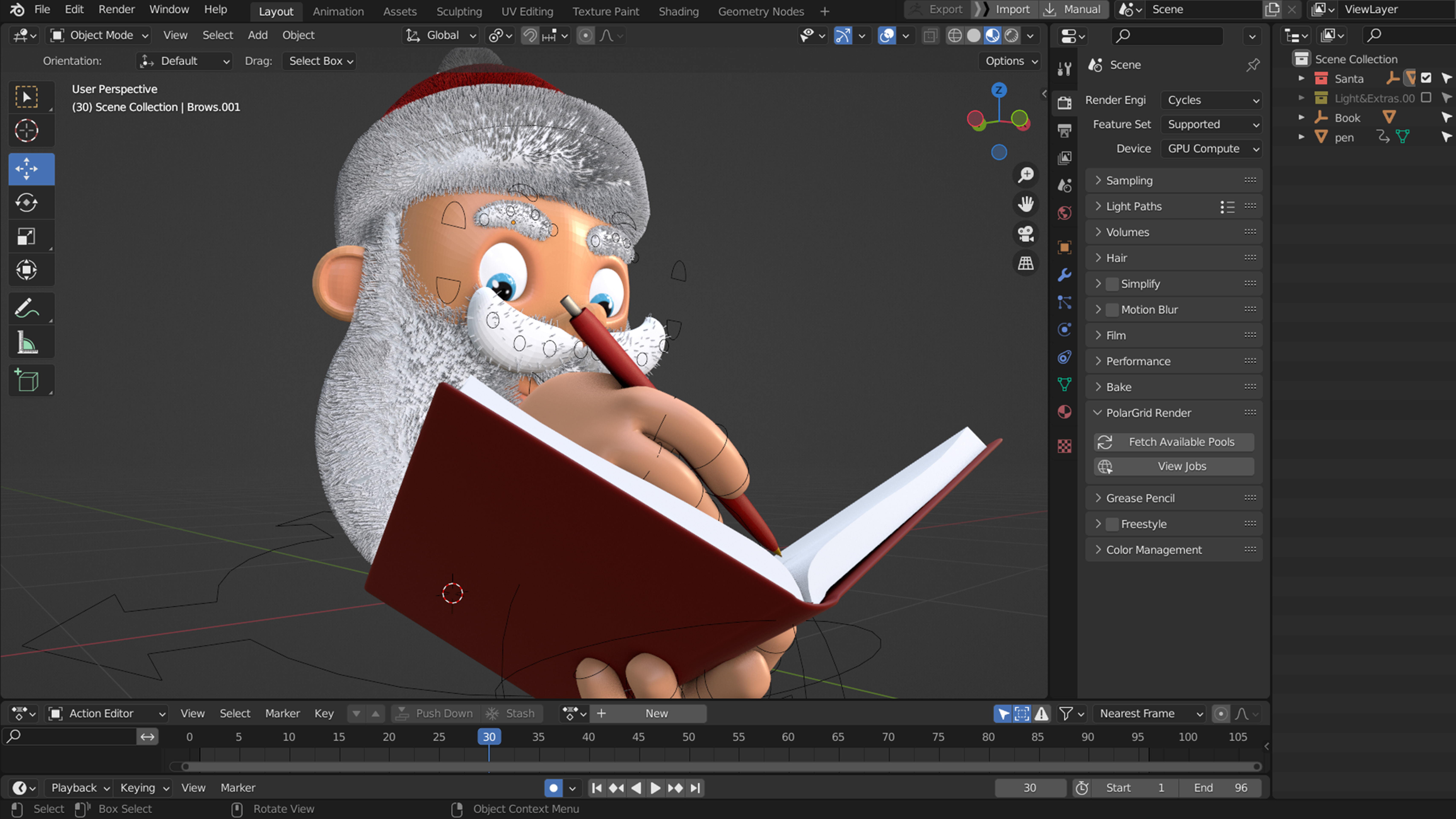 Animated Santa Making List Low-poly 3D model_4