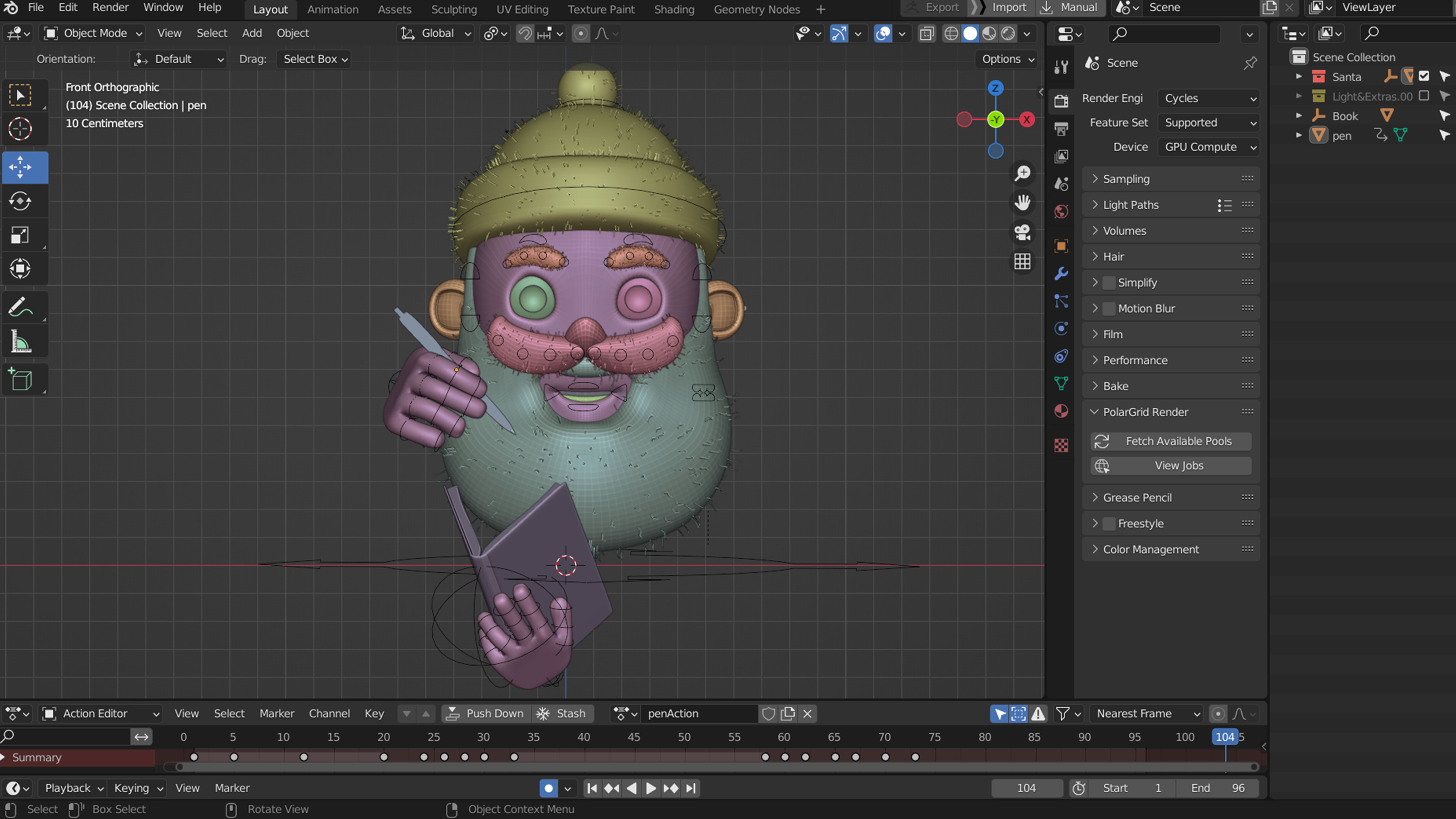 Animated Santa Making List Low-poly 3D model_16