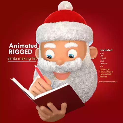 Animated Santa Making List Low-poly 3D model Animated Santa Making List Low-poly 3D model