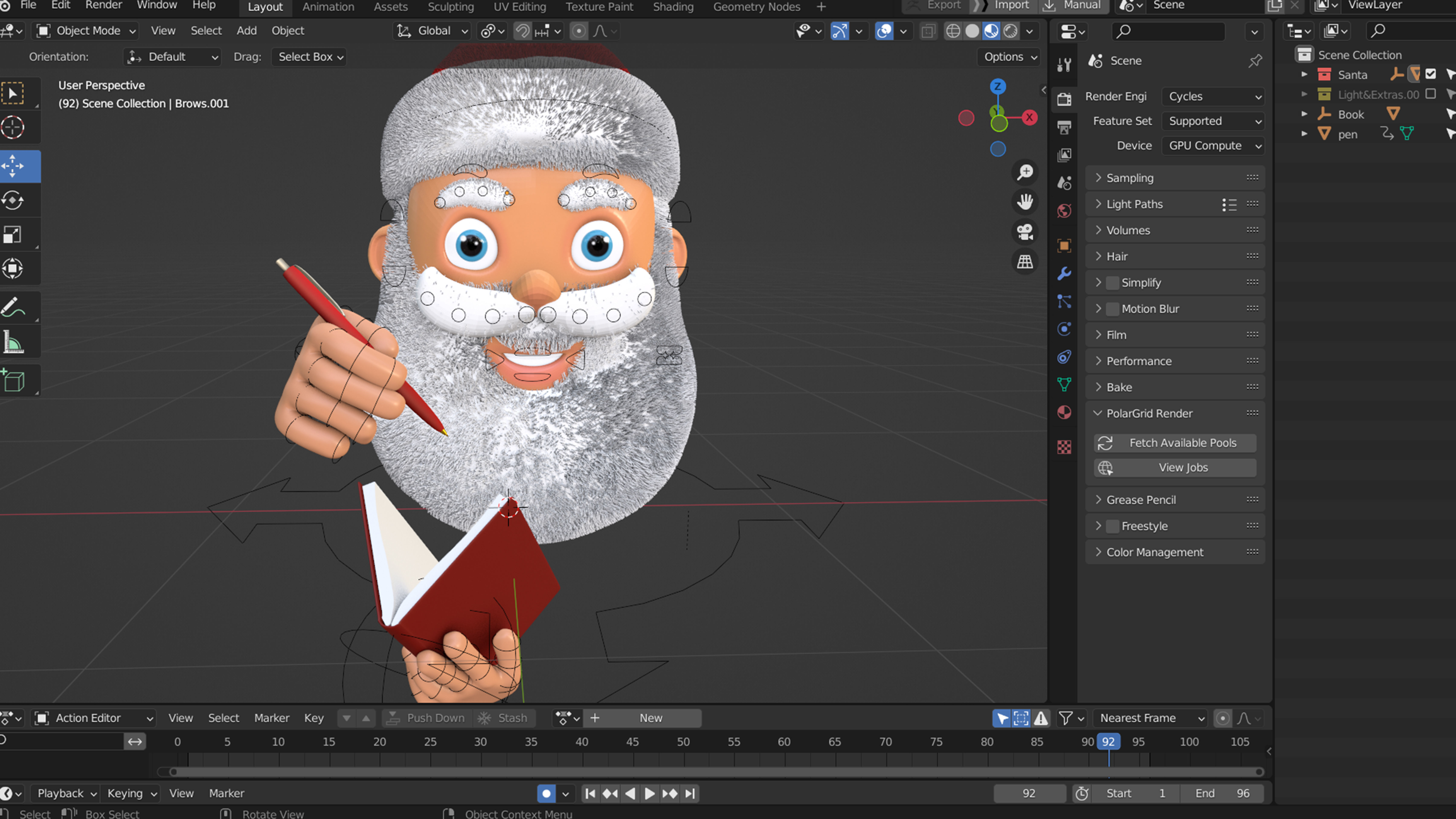 Animated Santa Making List Low-poly 3D model_5