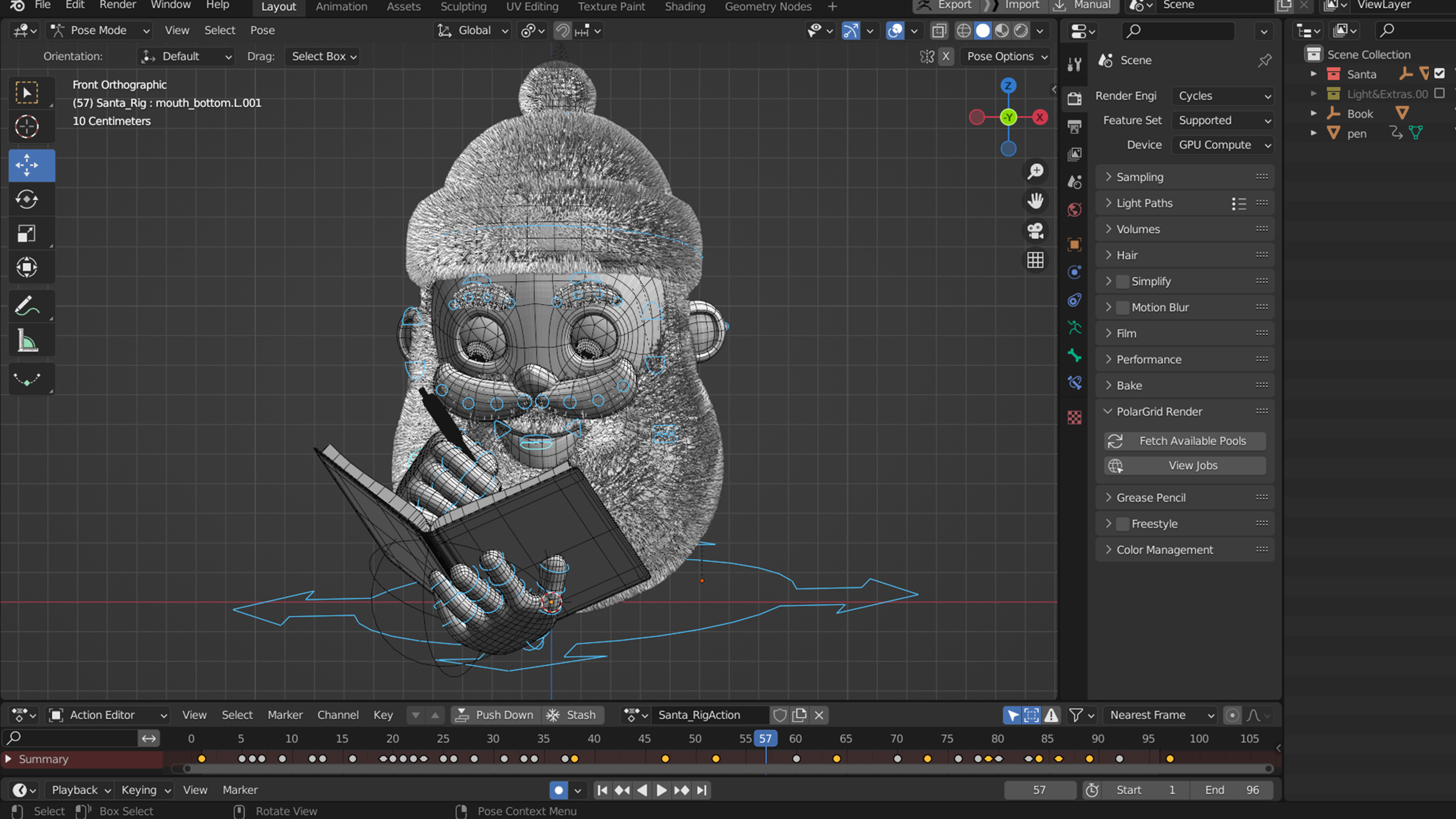 Animated Santa Making List Low-poly 3D model_9