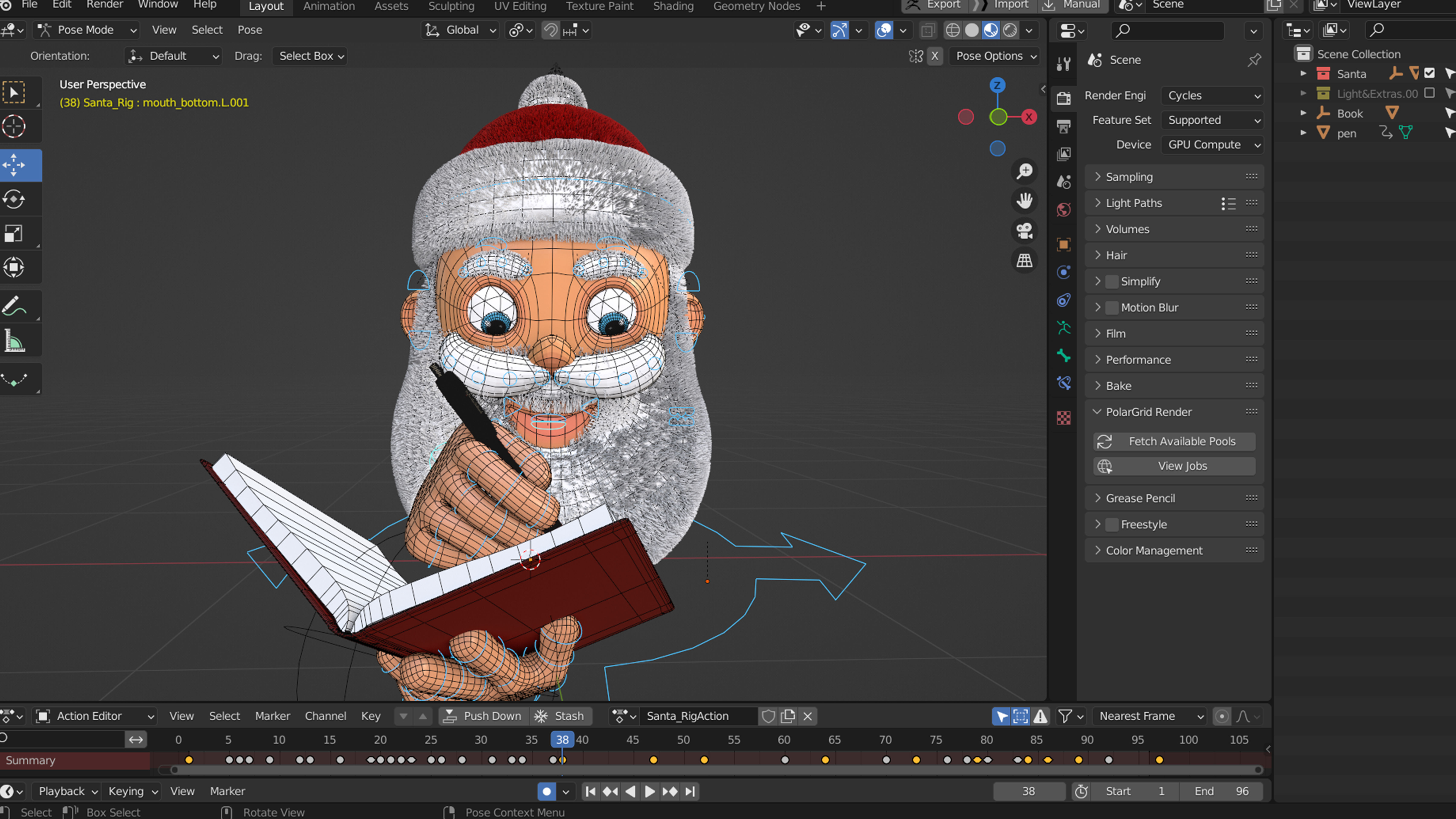 Animated Santa Making List Low-poly 3D model_8