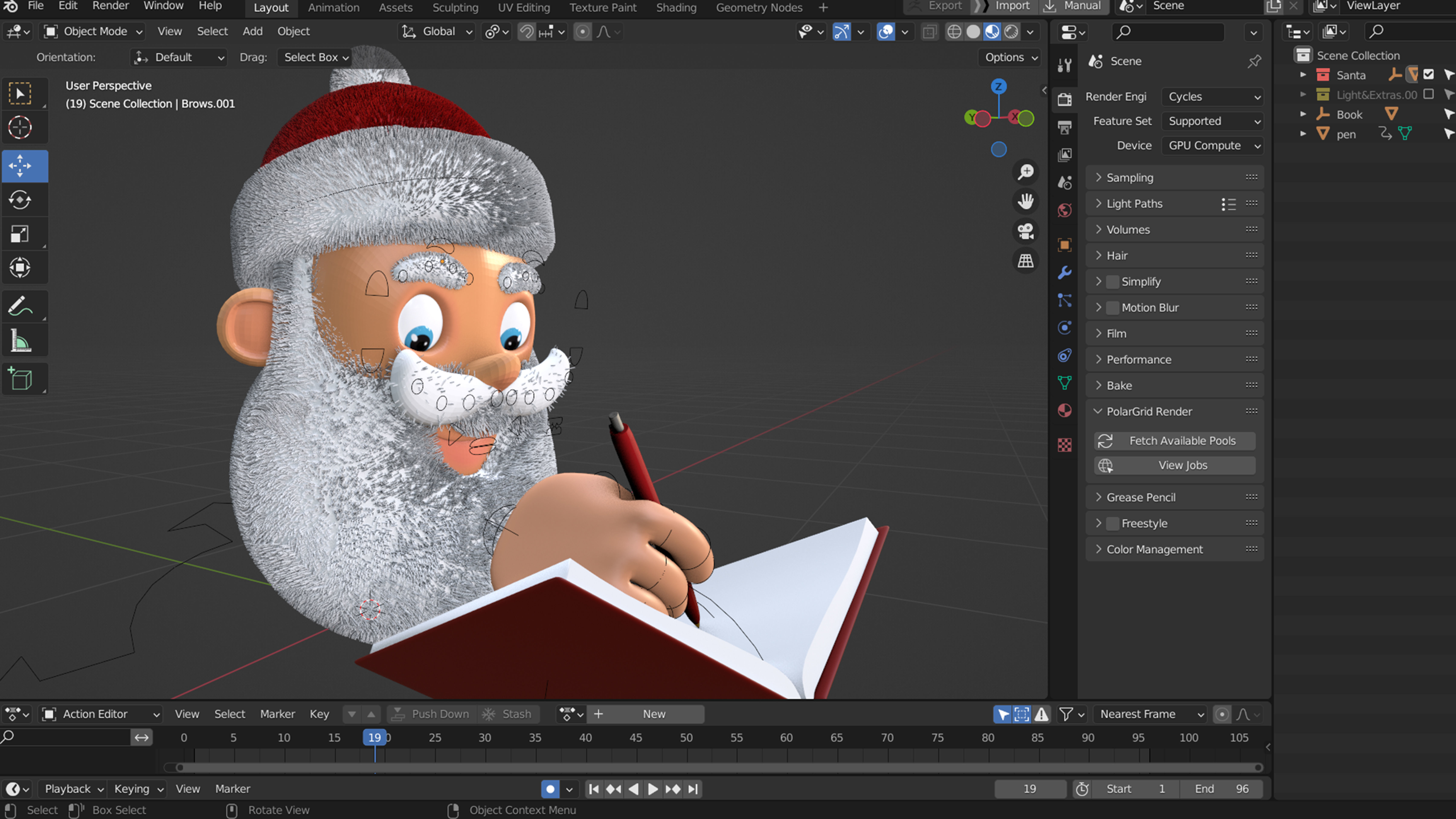 Animated Santa Making List Low-poly 3D model_3