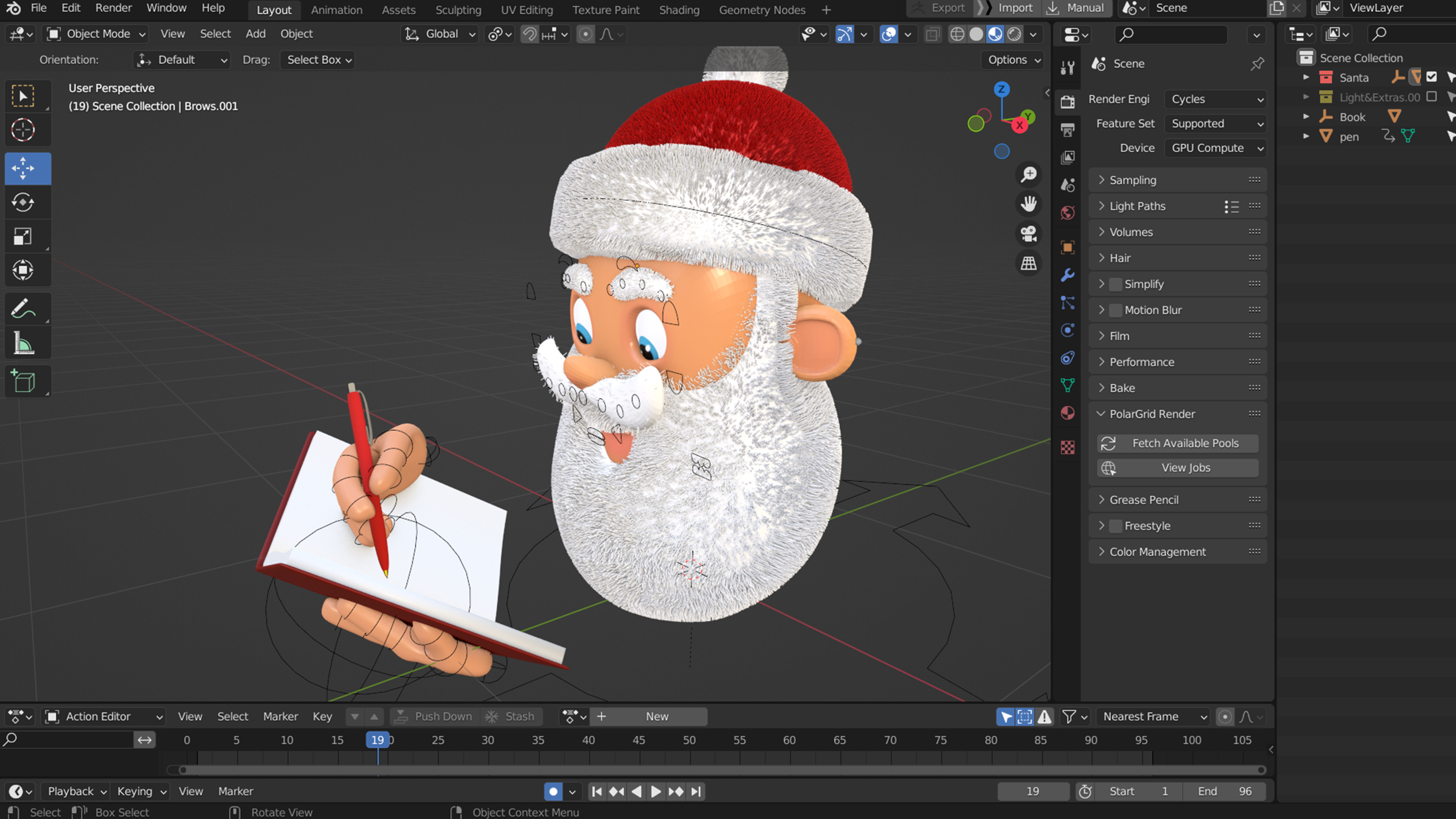 Animated Santa Making List Low-poly 3D model_17