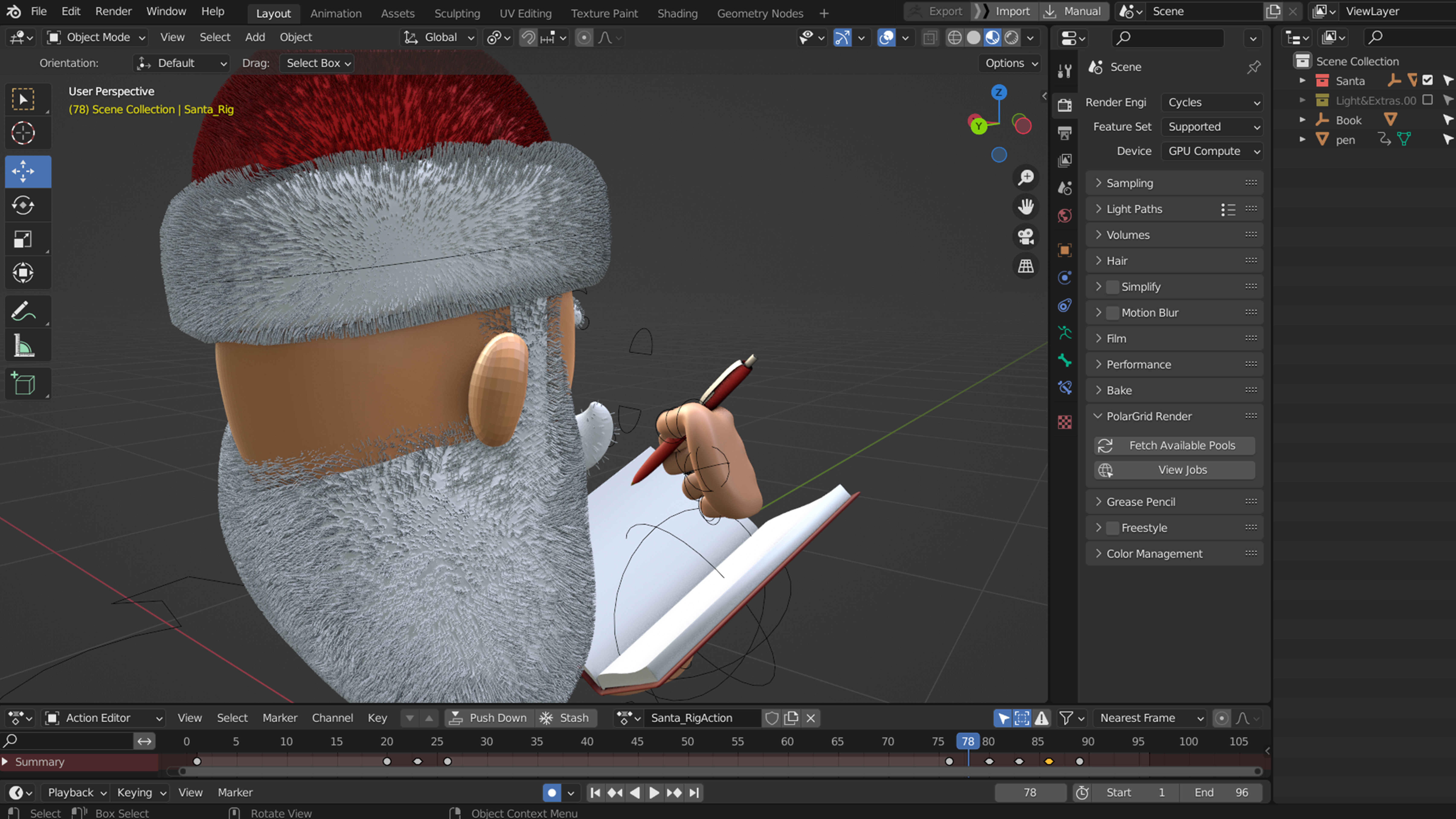 Animated Santa Making List Low-poly 3D model_6