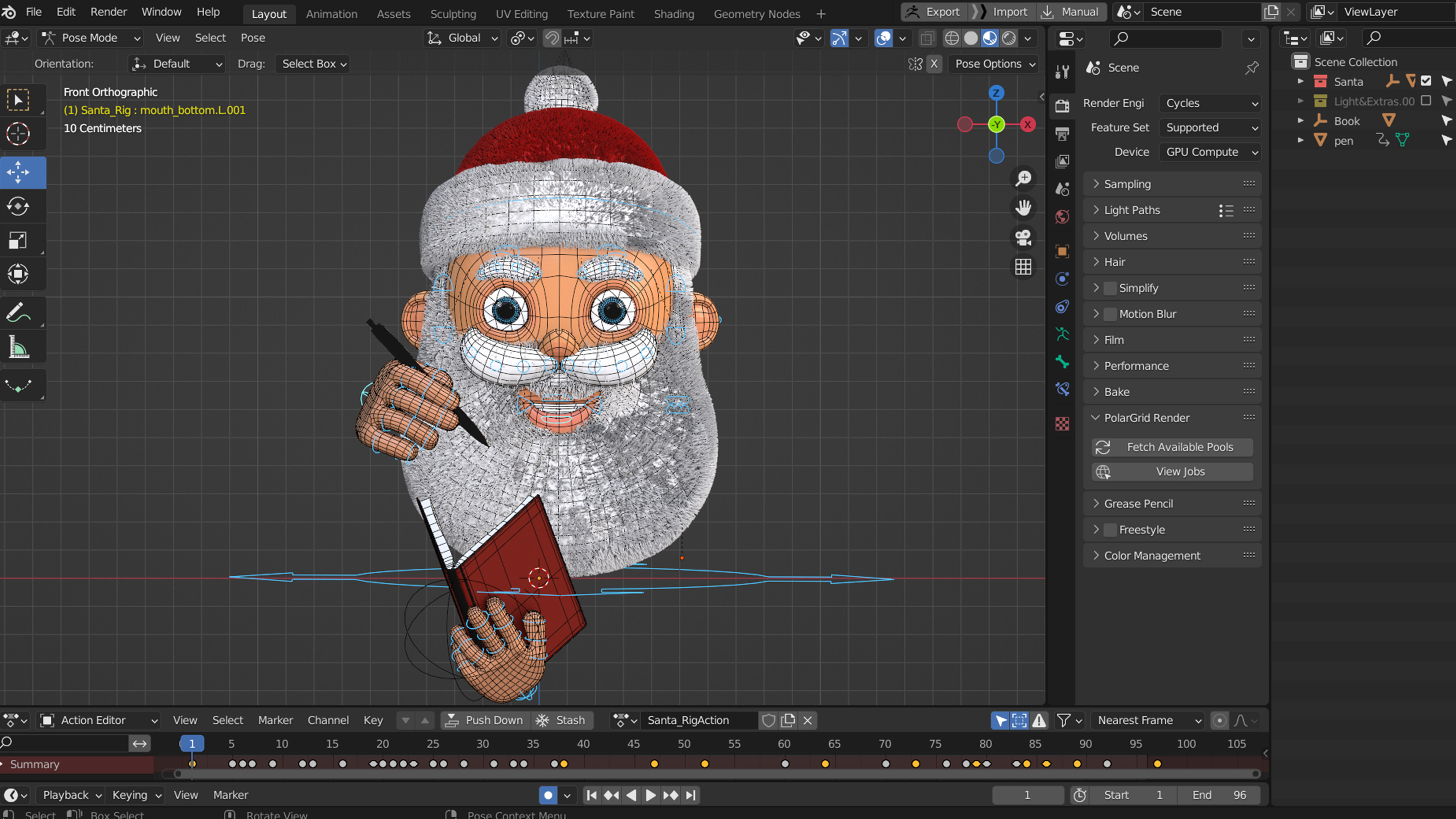 Animated Santa Making List Low-poly 3D model_7