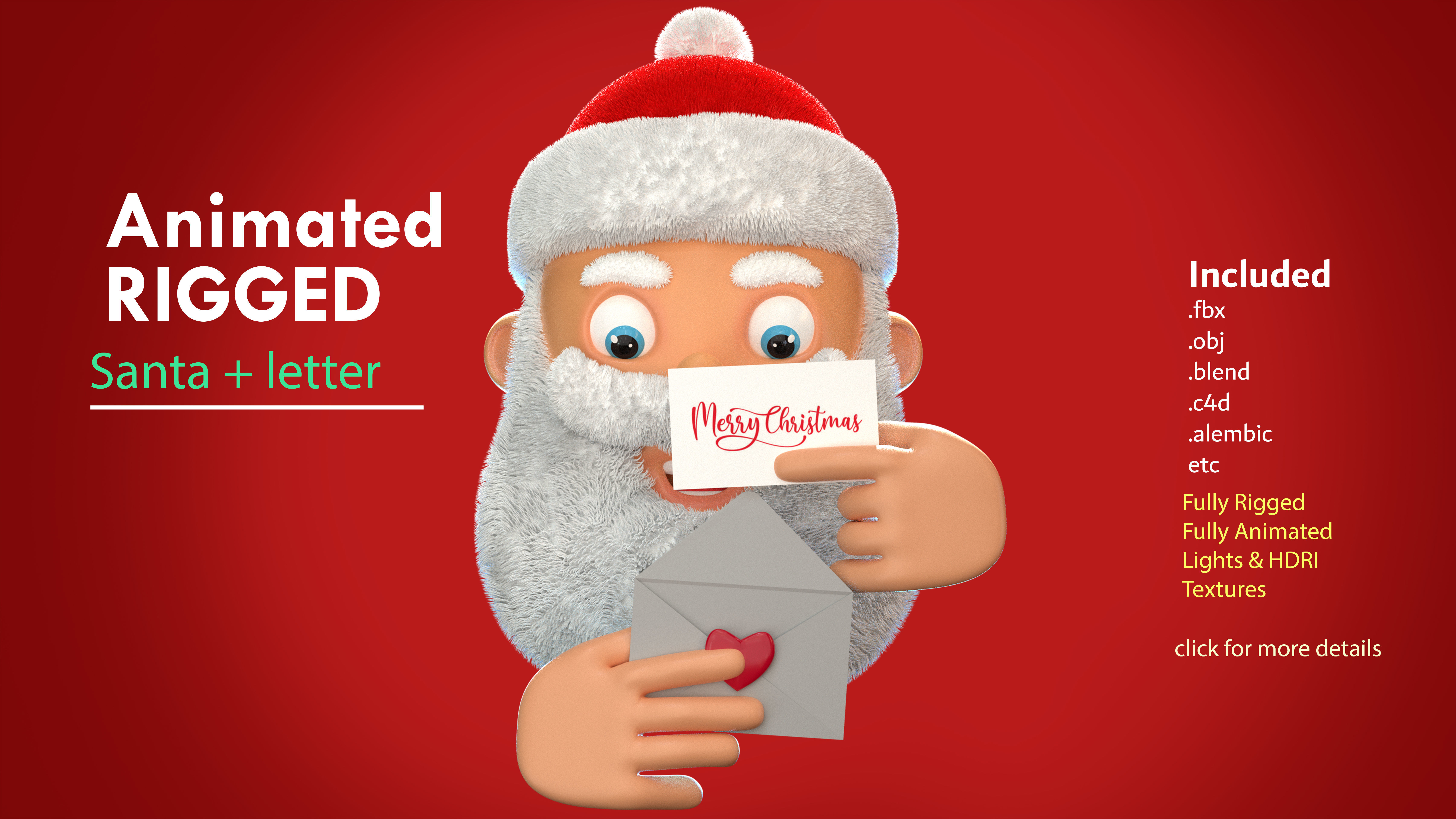 Animated Santa letter Low-poly 3D model_15