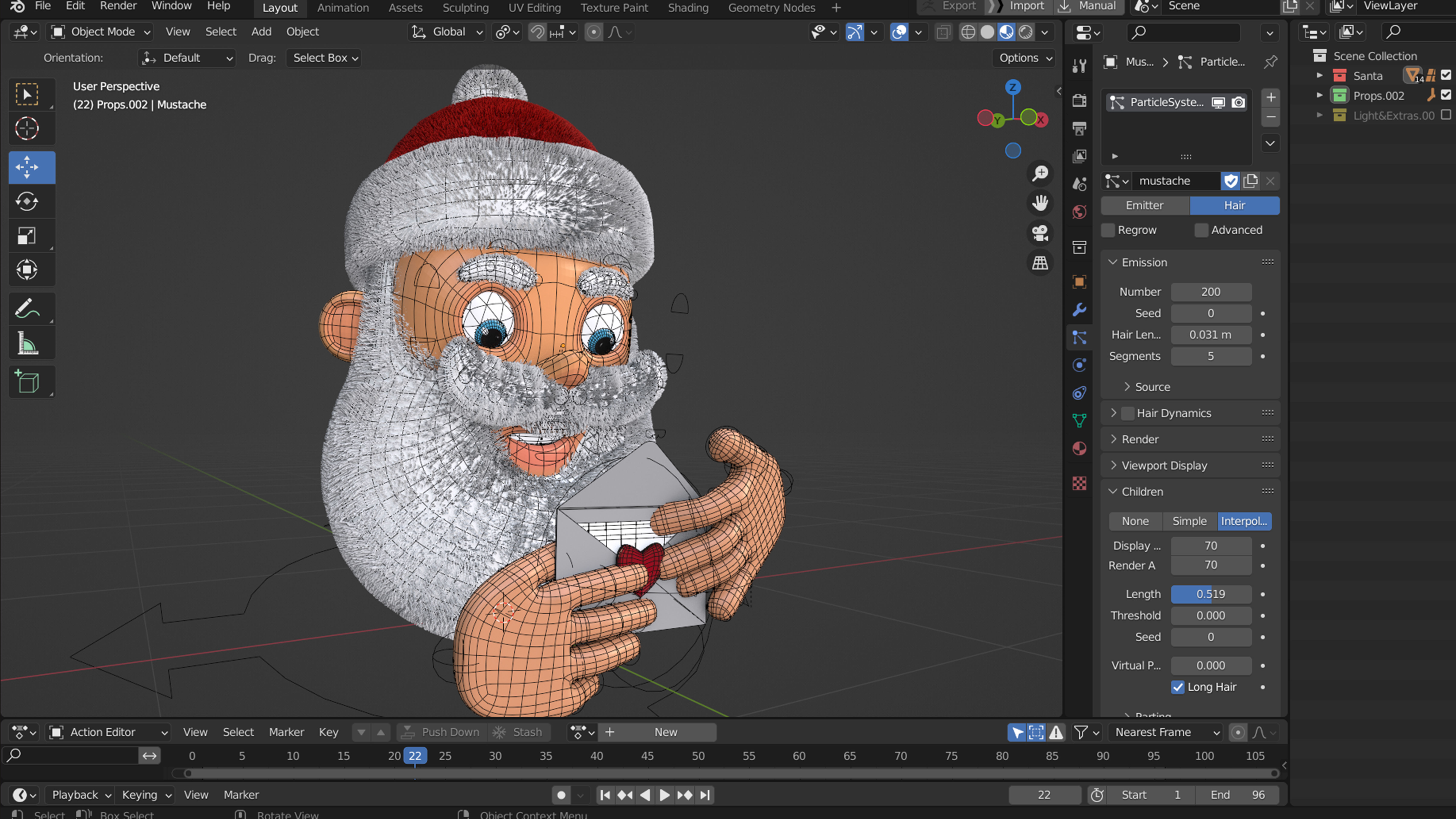 Animated Santa letter Low-poly 3D model_10