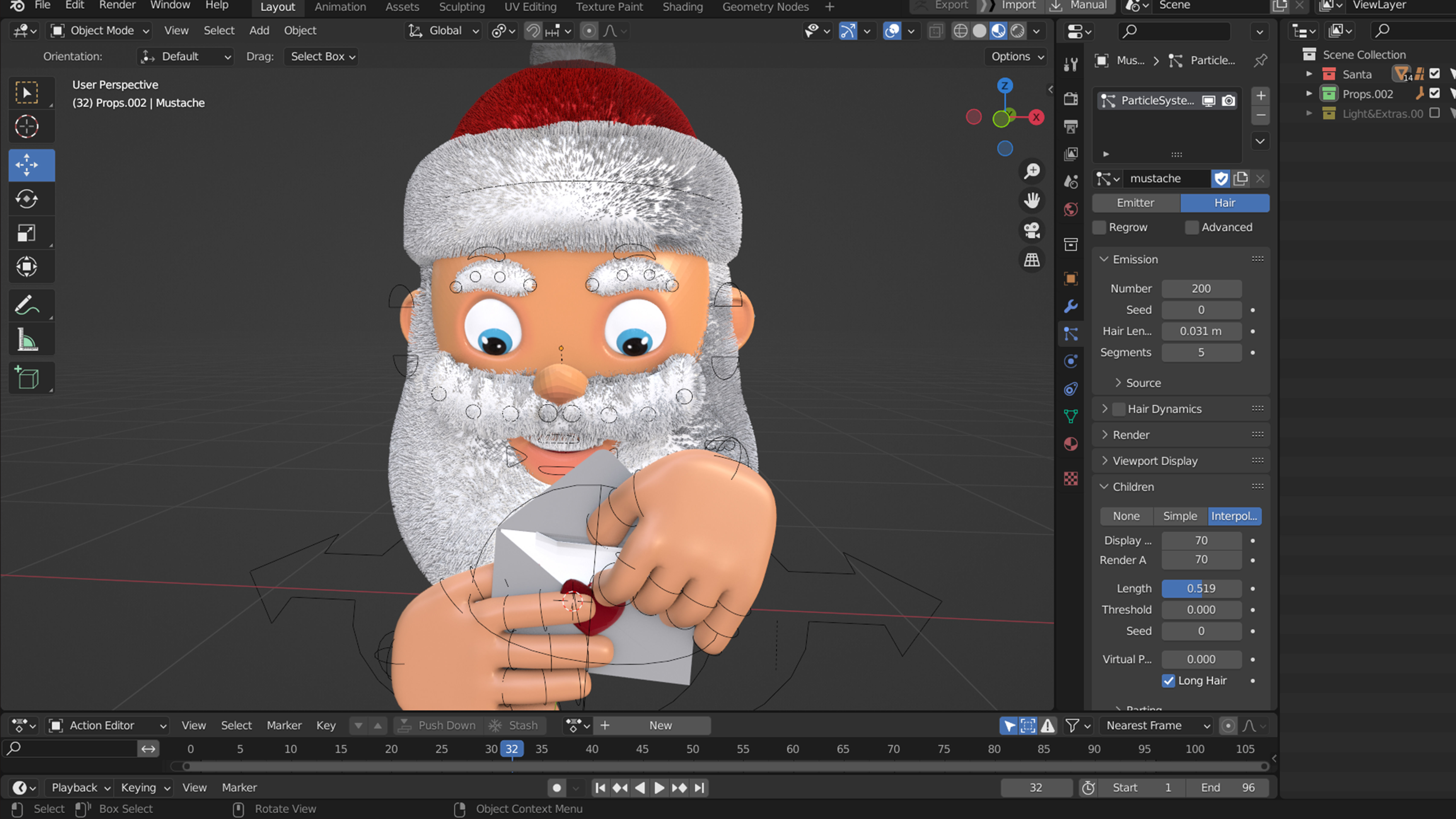 Animated Santa letter Low-poly 3D model_17
