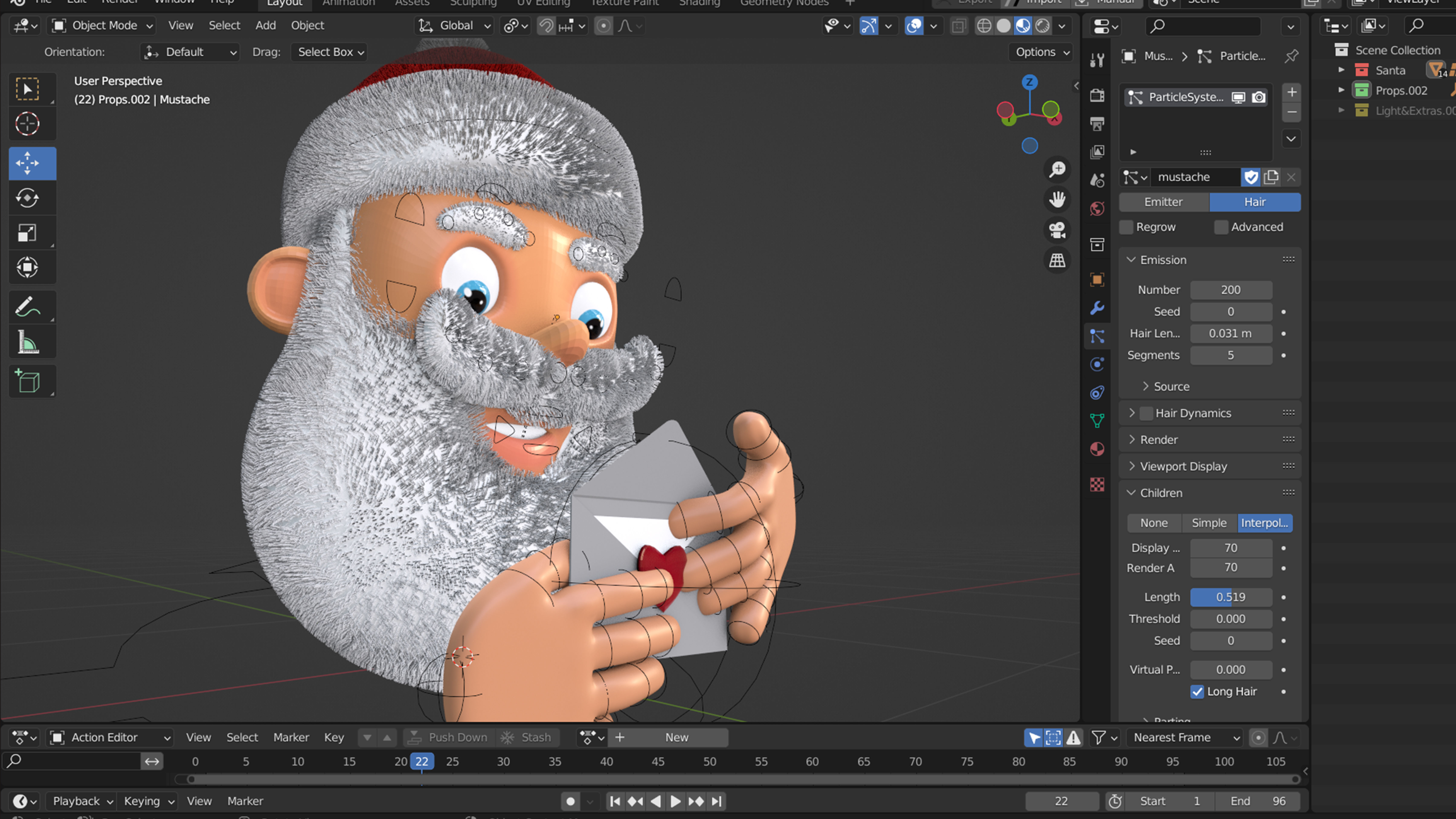 Animated Santa letter Low-poly 3D model_6