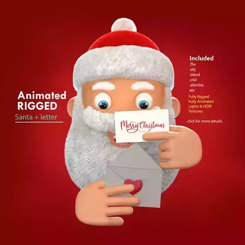 Animated Santa letter Low-poly 3D model