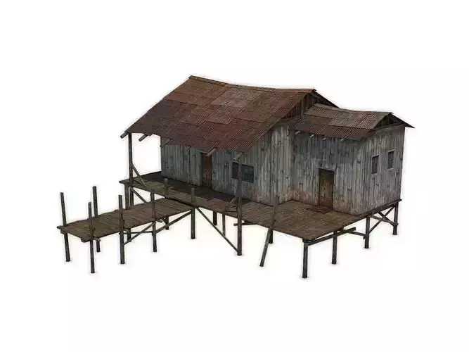 House old wooden with roof