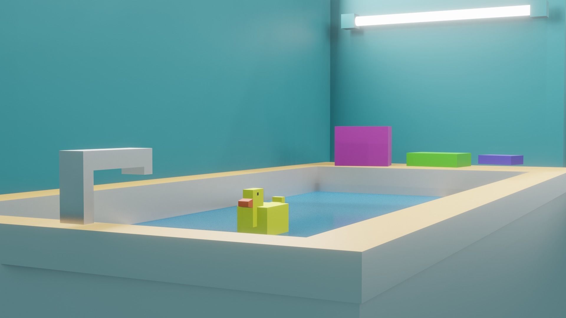 Lowpoly Bathroom with a little duck  3D model_1