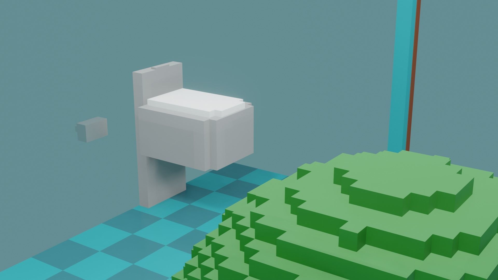 Lowpoly Bathroom with a little duck  3D model_3