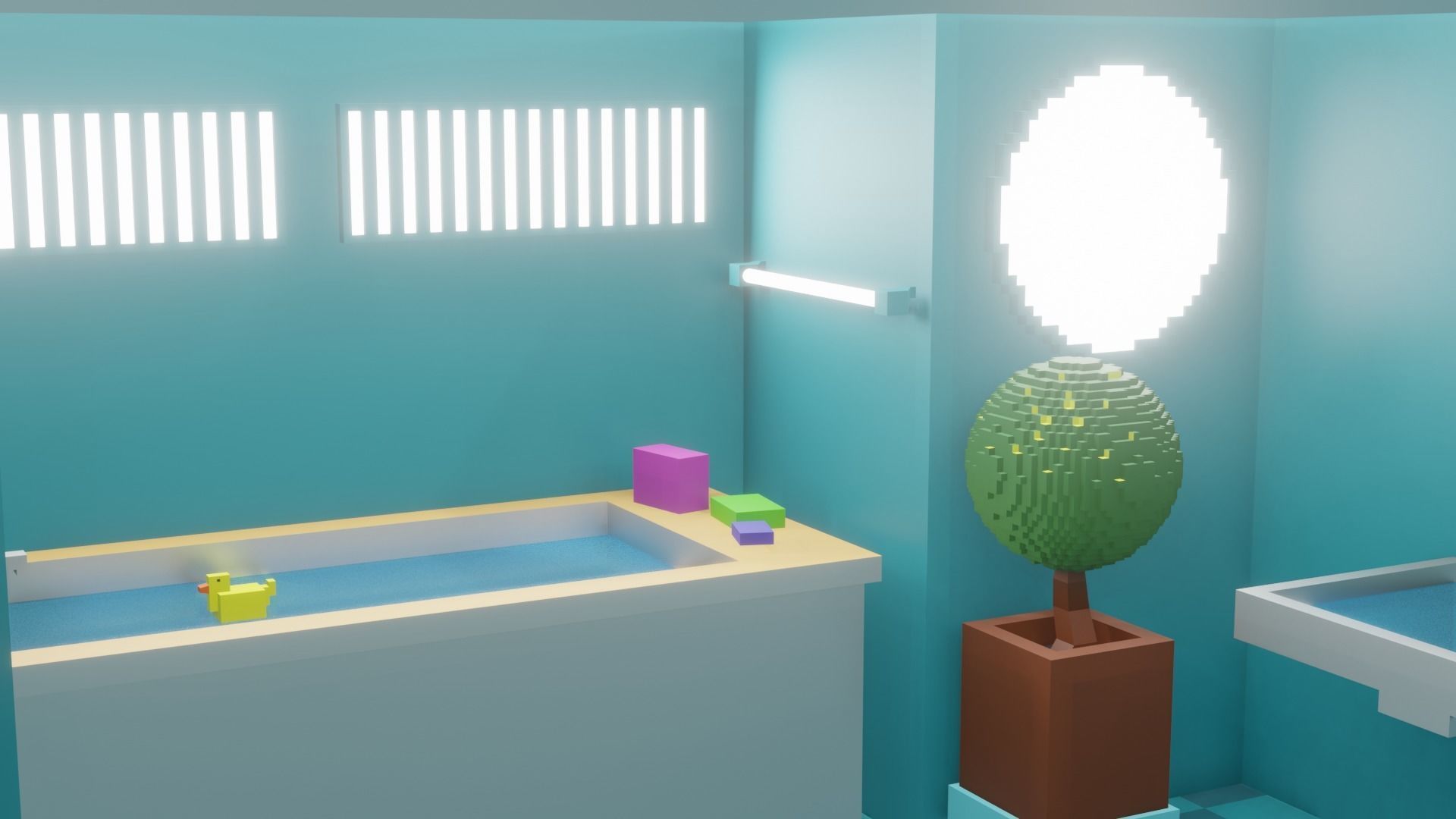 Lowpoly Bathroom with a little duck  3D model_4
