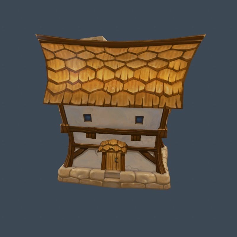 Cartoon Old Wooden Hotel Tovern House Building Low-poly 3D model_3