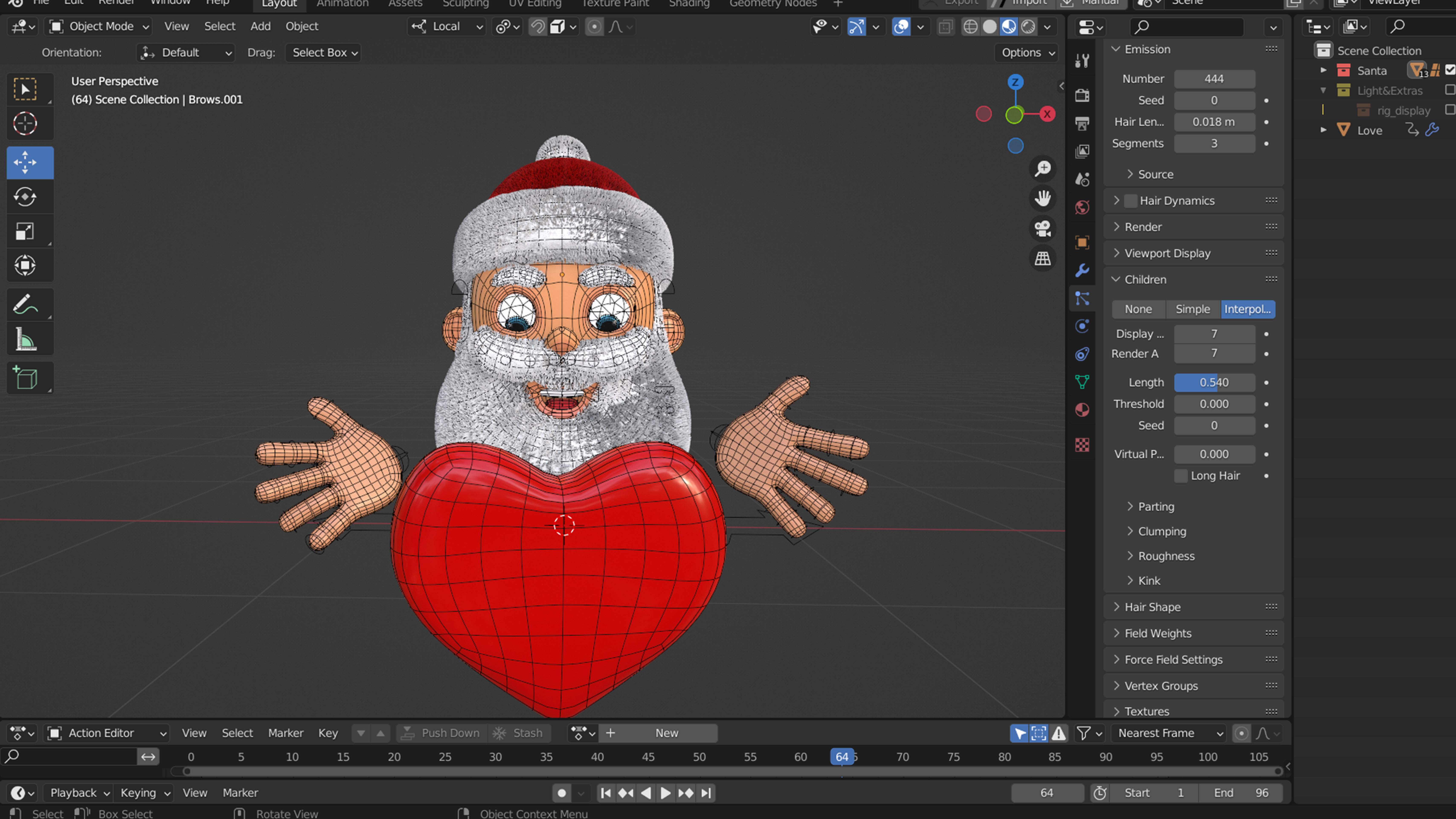 Animated Santa Kiss Low-poly 3D model_15
