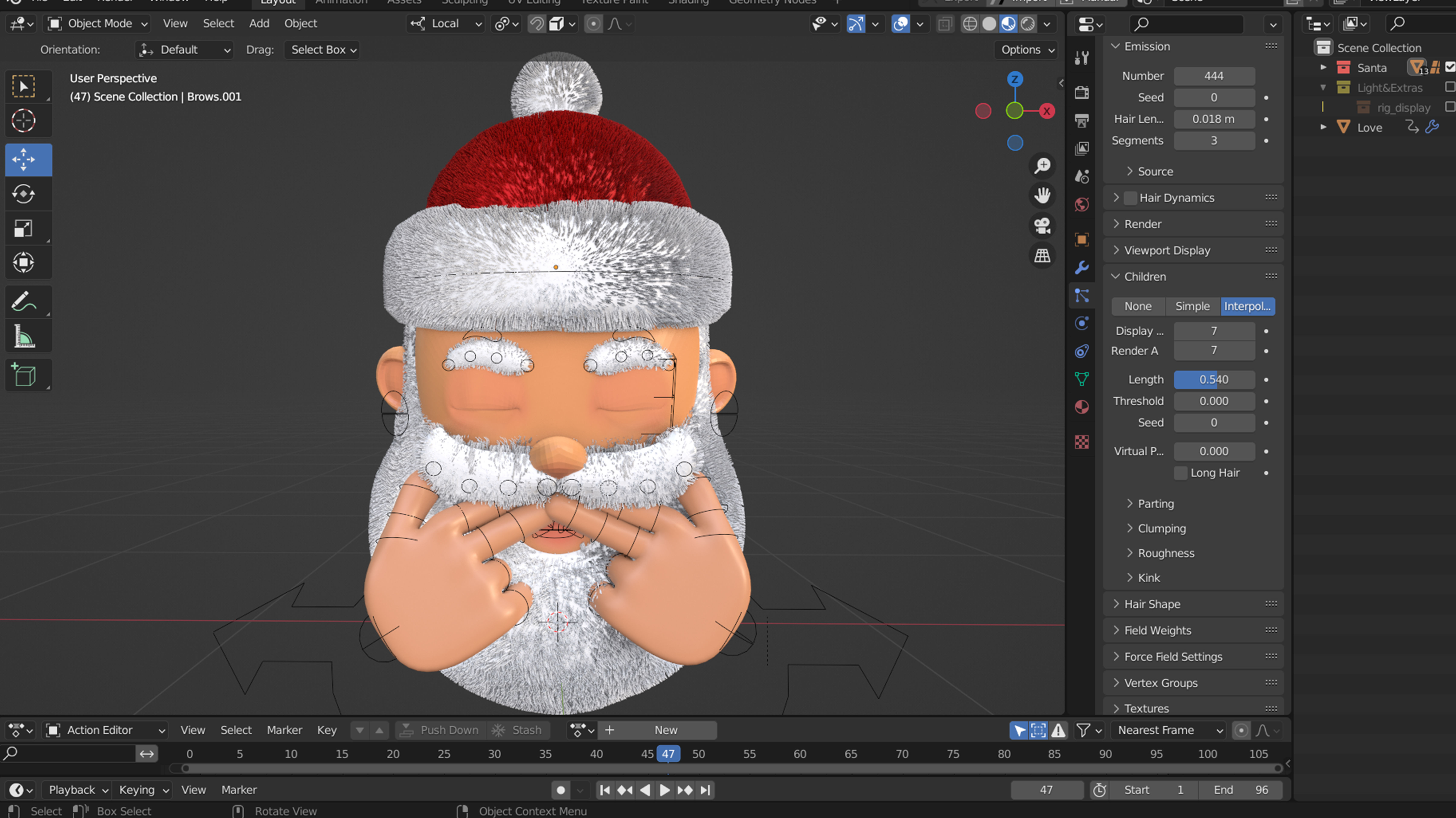 Animated Santa Kiss Low-poly 3D model_8