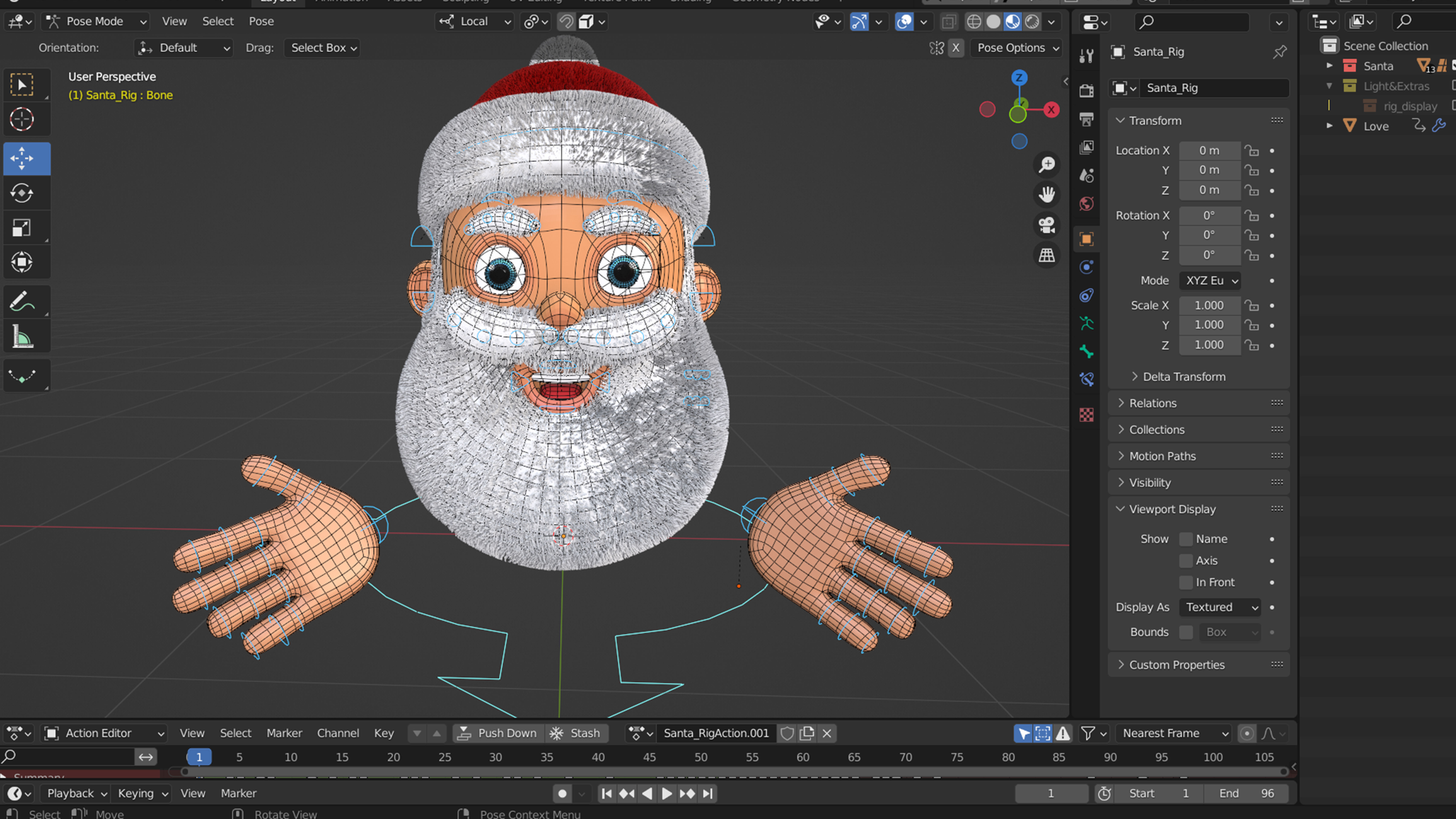 Animated Santa Kiss Low-poly 3D model_16