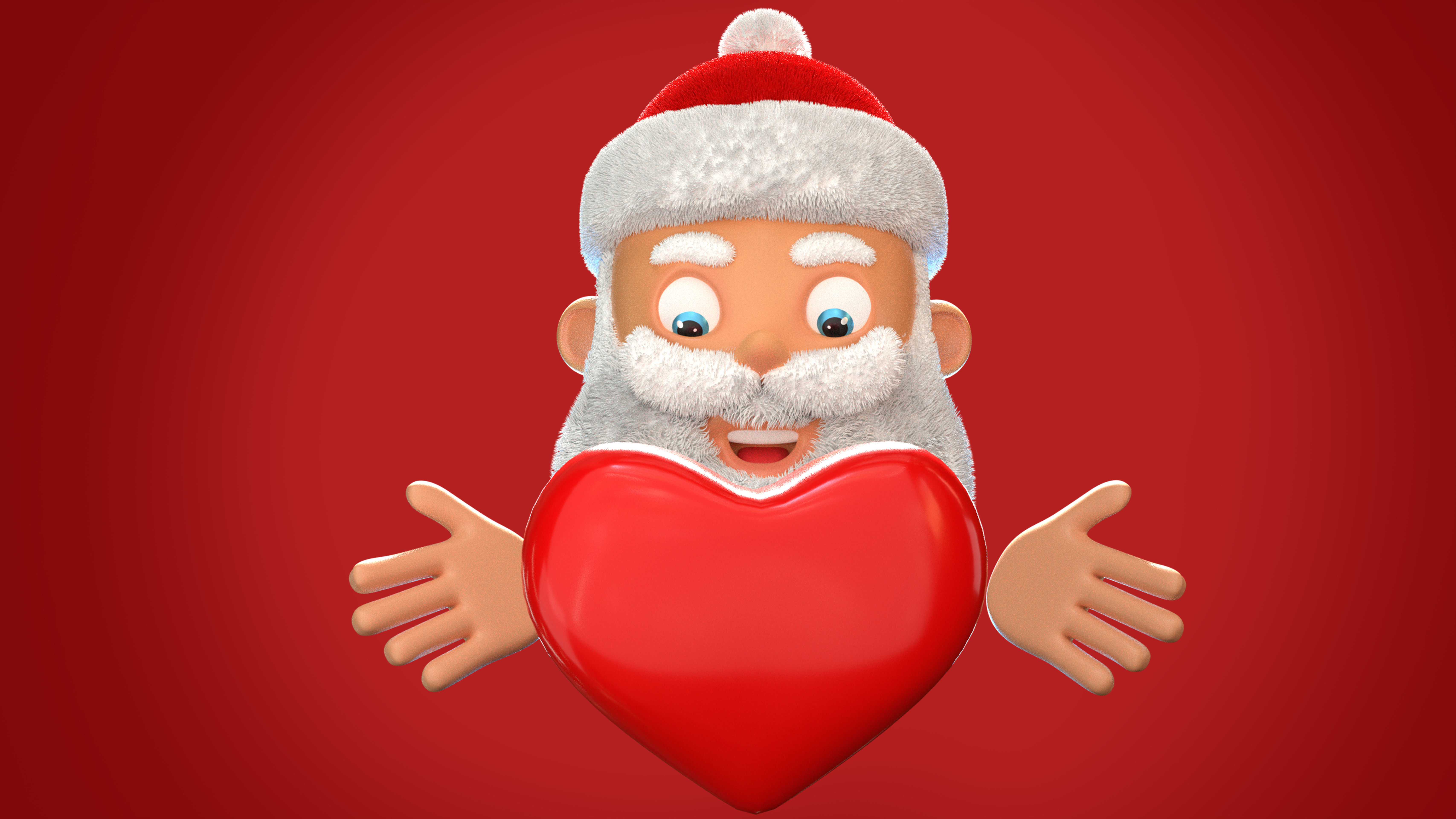 Animated Santa Kiss Low-poly 3D model_5