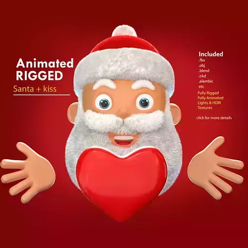 Animated Santa Kiss Low-poly 3D model