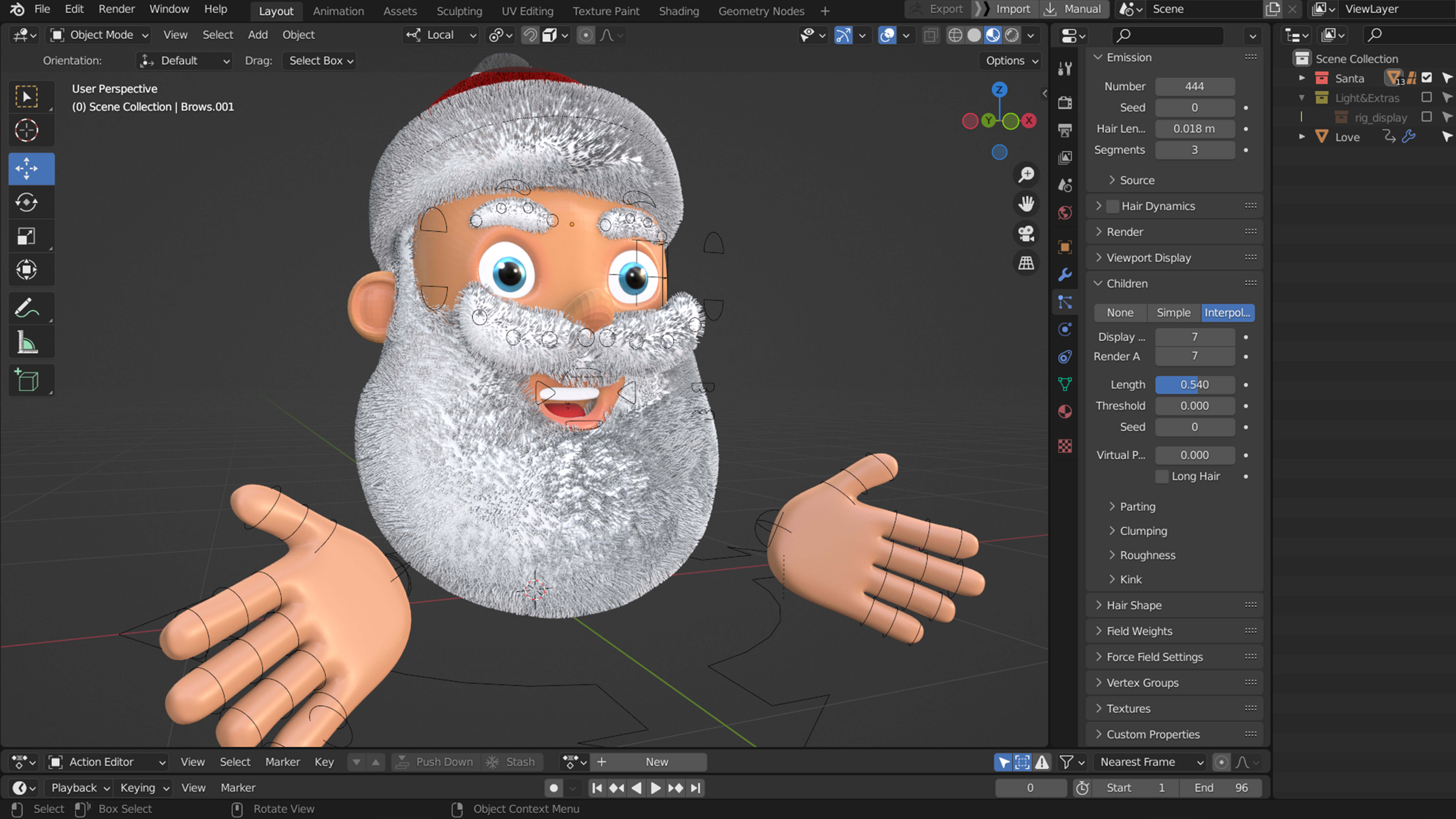 Animated Santa Kiss Low-poly 3D model_7