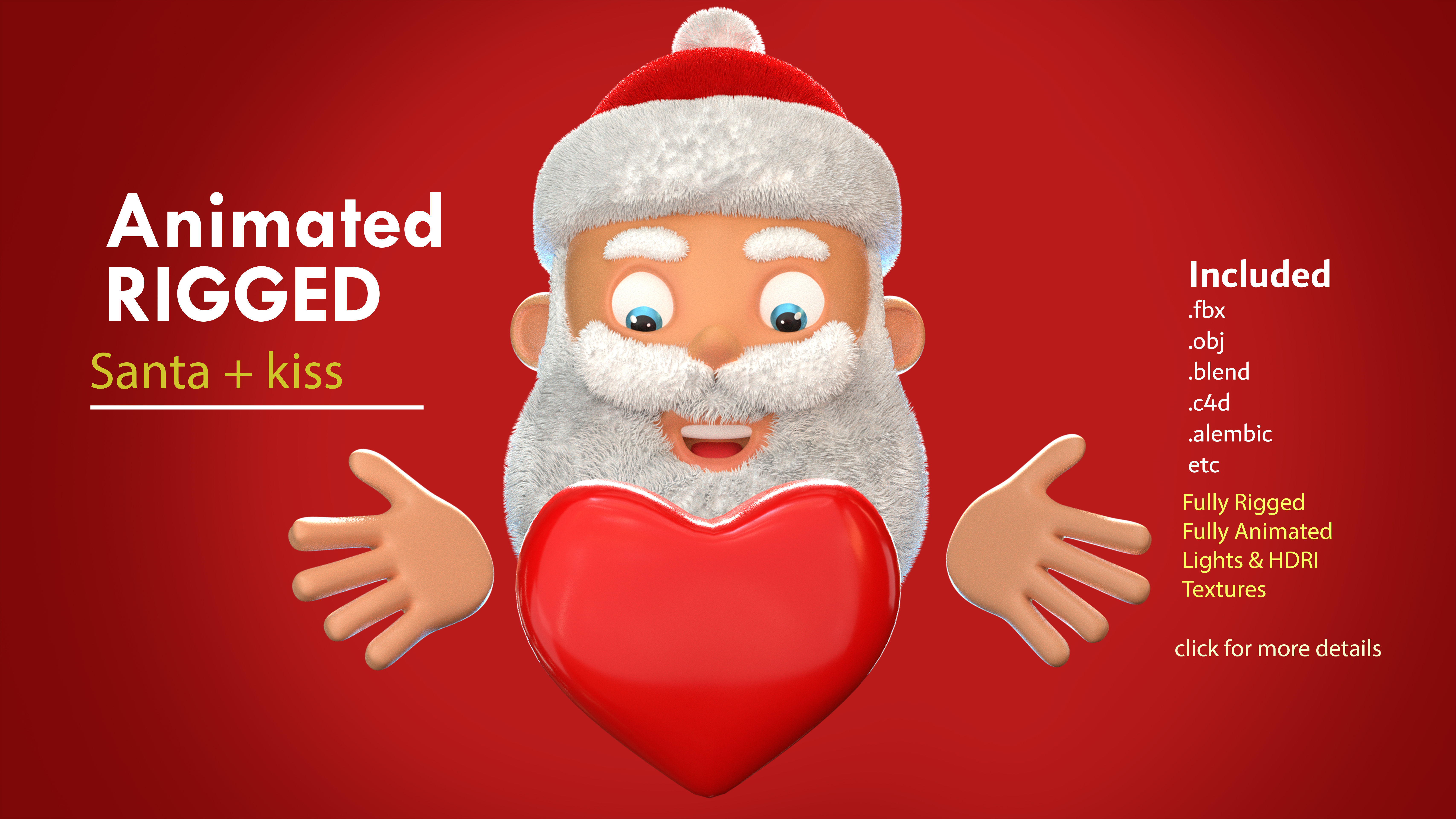 Animated Santa Kiss Low-poly 3D model_12