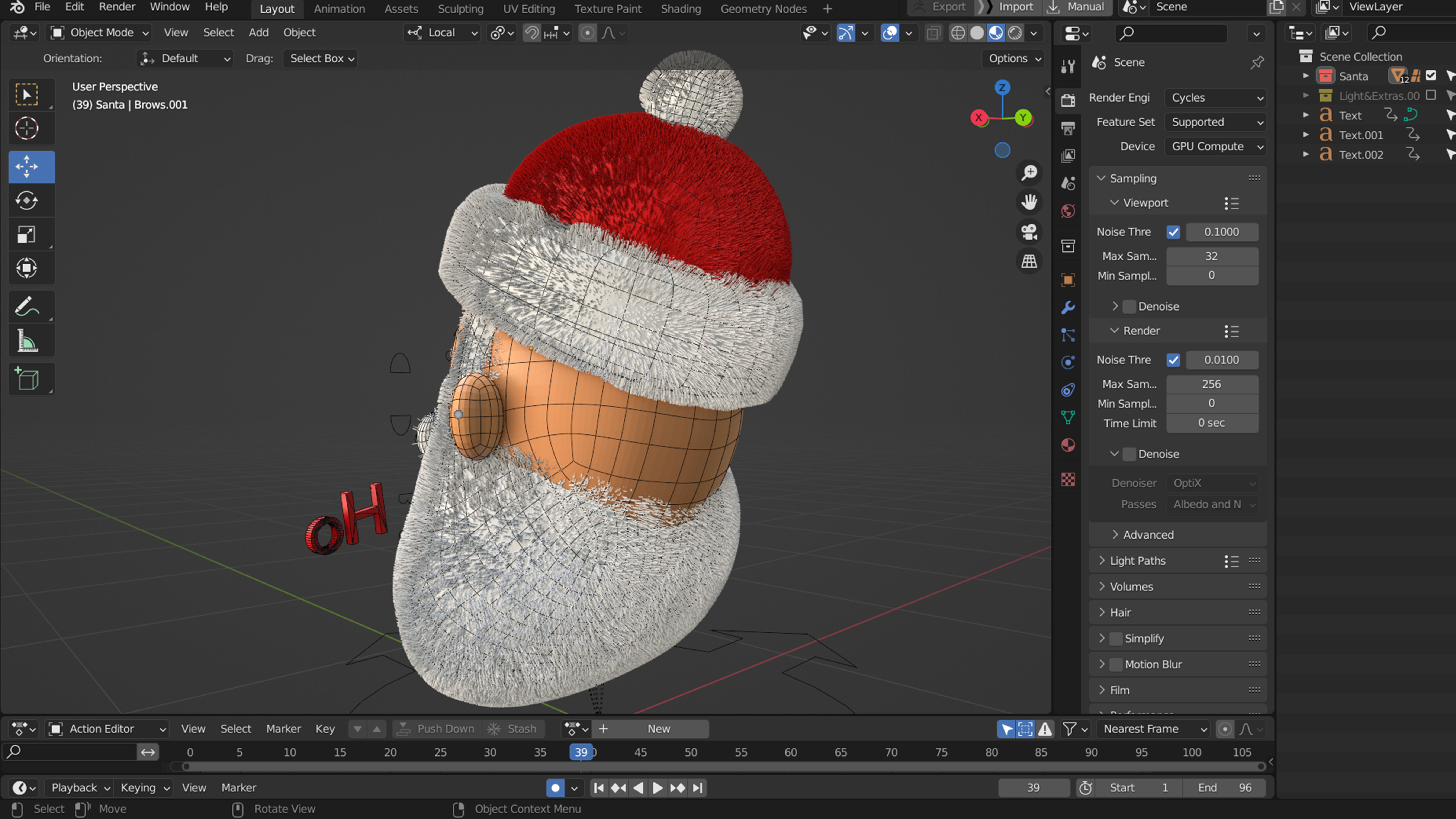 Animated Santa Ho Ho Ho Low-poly 3D model_6