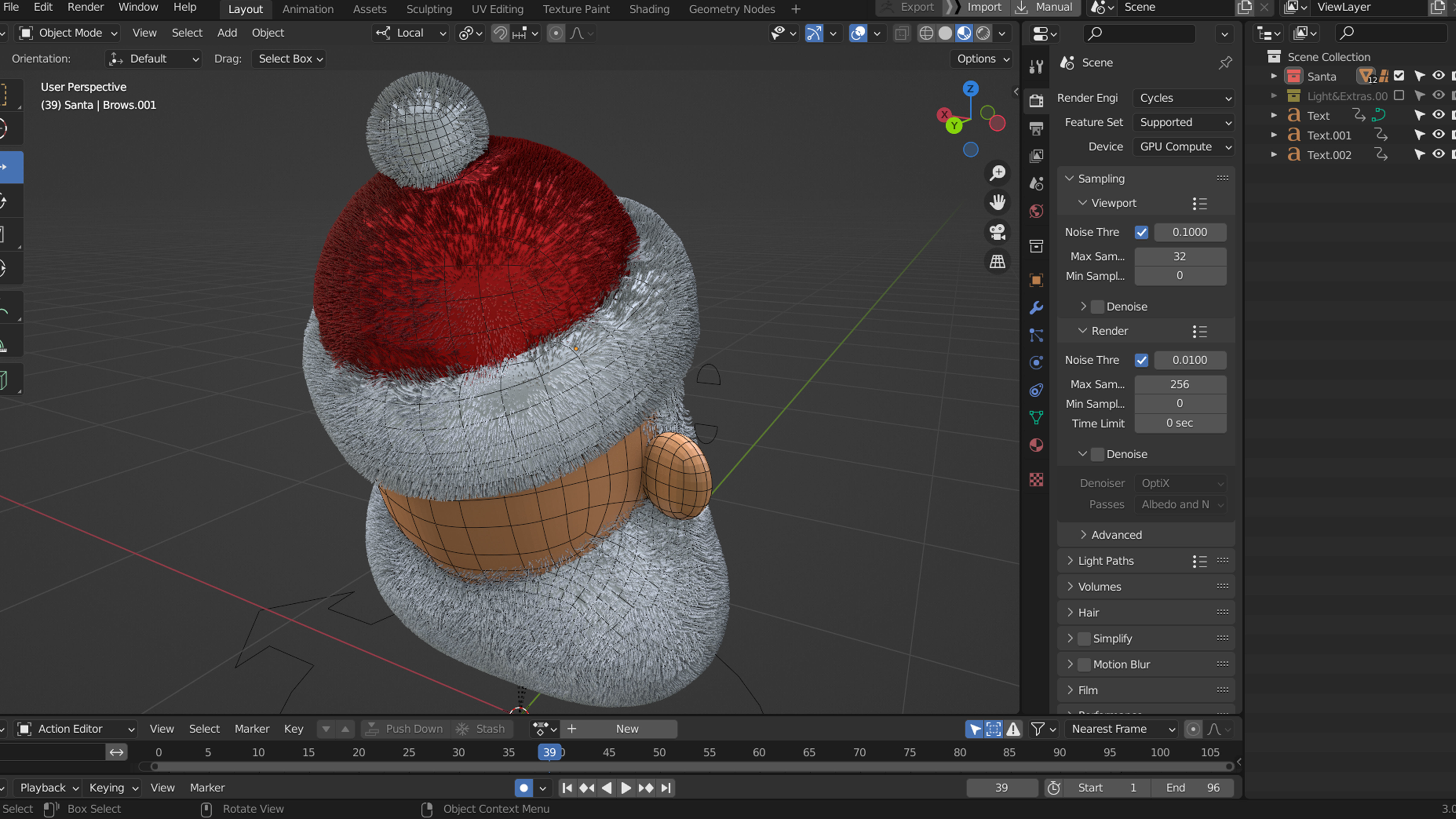 Animated Santa Ho Ho Ho Low-poly 3D model_7