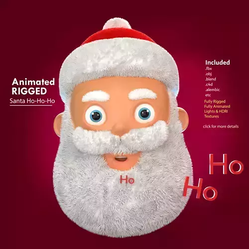 Animated Santa Ho Ho Ho Low-poly 3D model