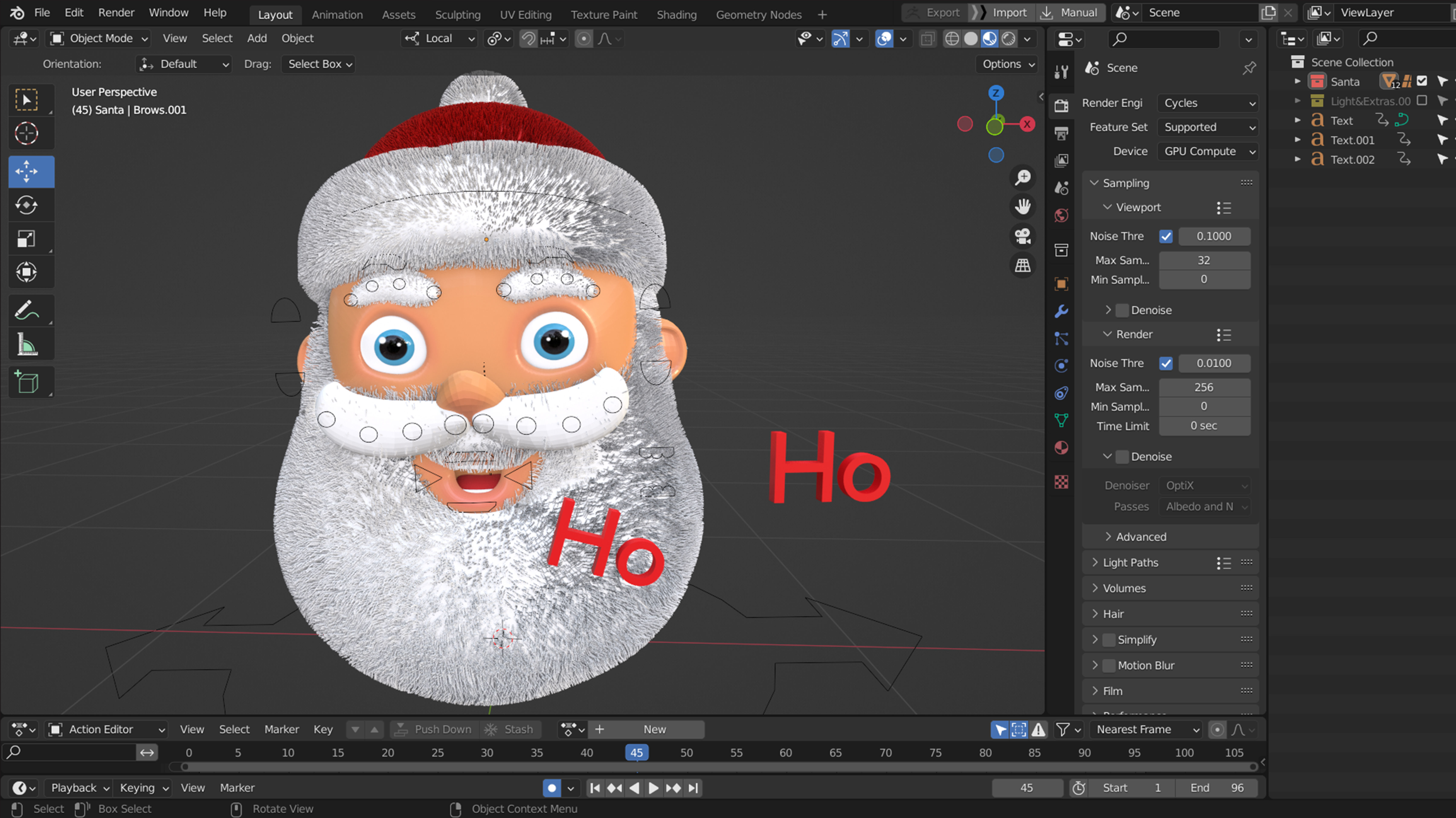 Animated Santa Ho Ho Ho Low-poly 3D model_3