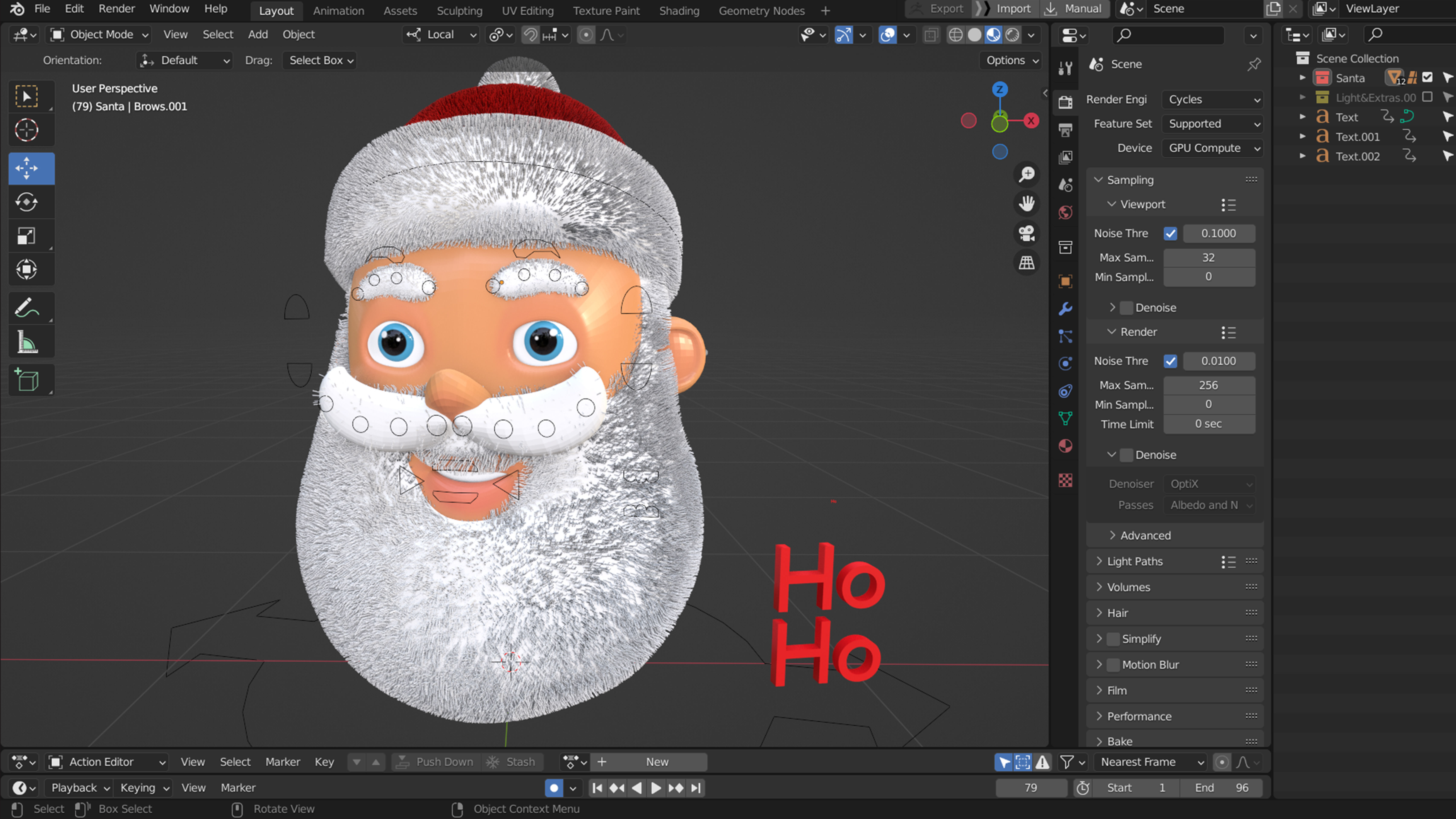 Animated Santa Ho Ho Ho Low-poly 3D model_13