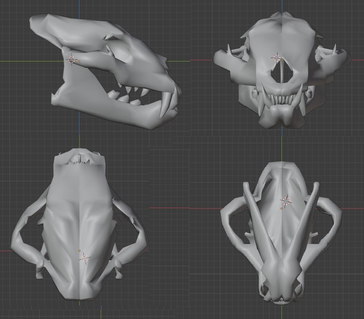 LION SKULL - LOW POLY - AR - VR - GAME DEVELOPMENT Low-poly 3D model_2