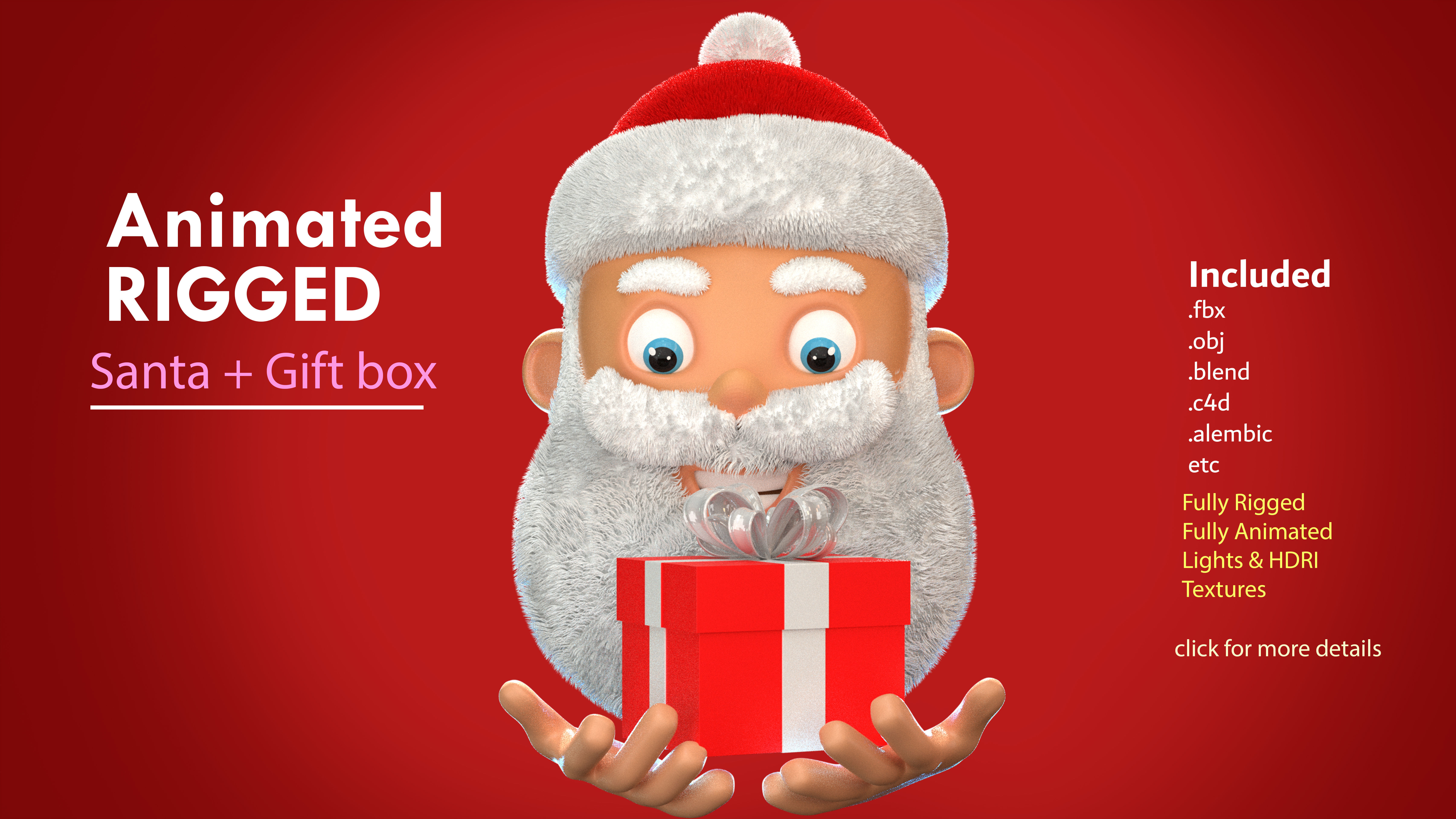 Animated Santa Gift Box Low-poly 3D model_2