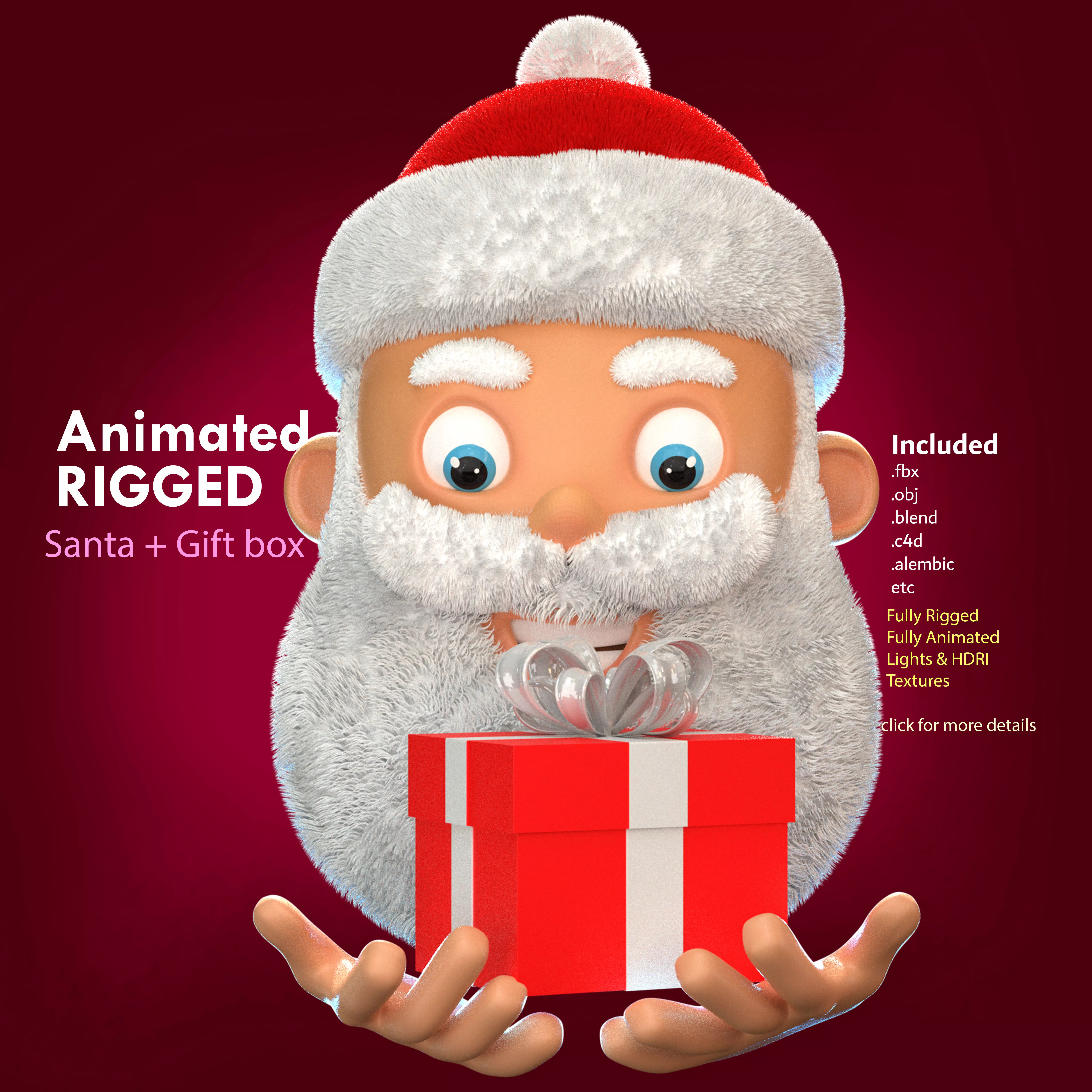 Animated Santa Gift Box Low-poly 3D model_0