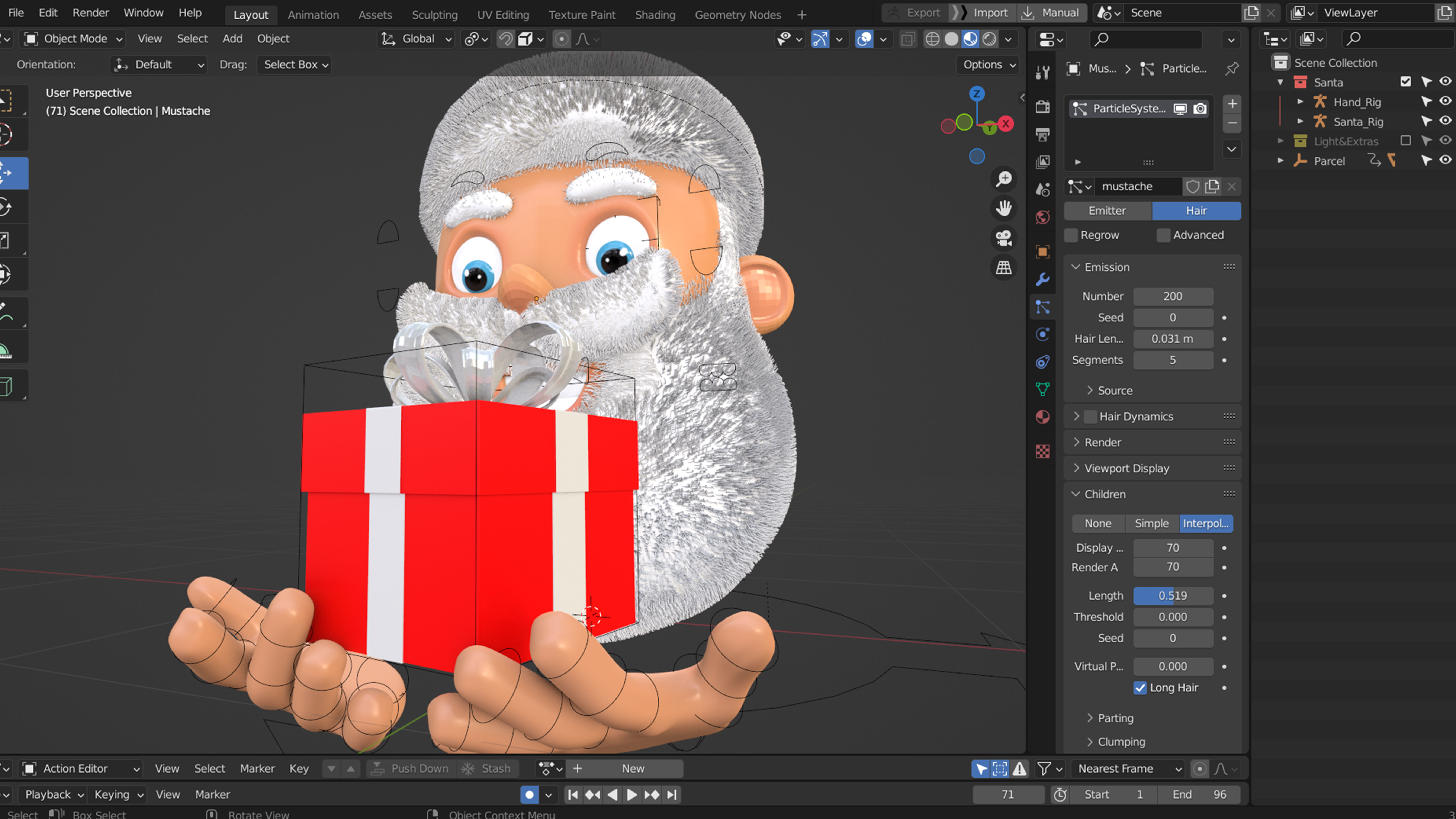 Animated Santa Gift Box Low-poly 3D model_12