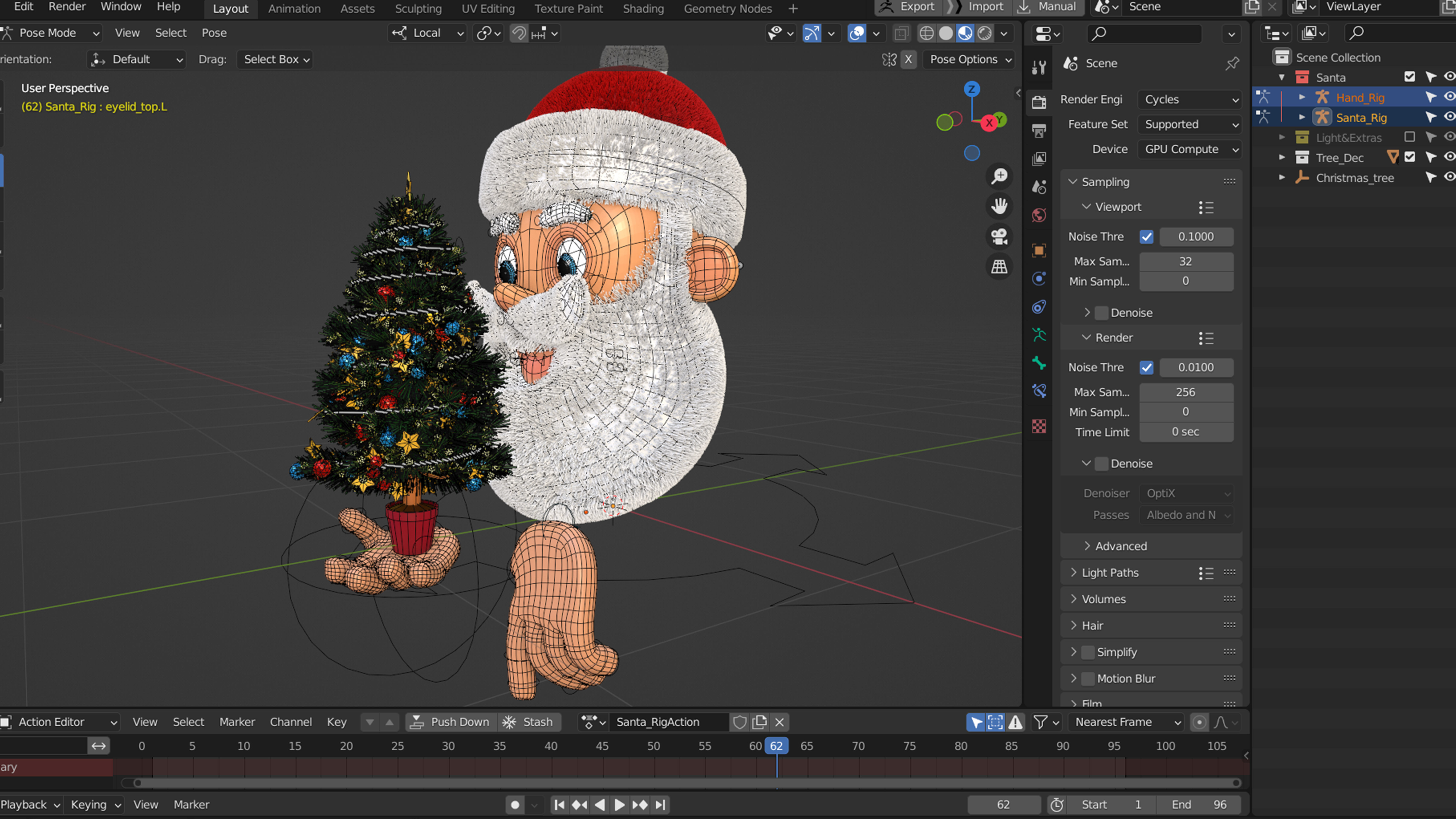 Animated Santa Christmas Tree Low-poly 3D model_7