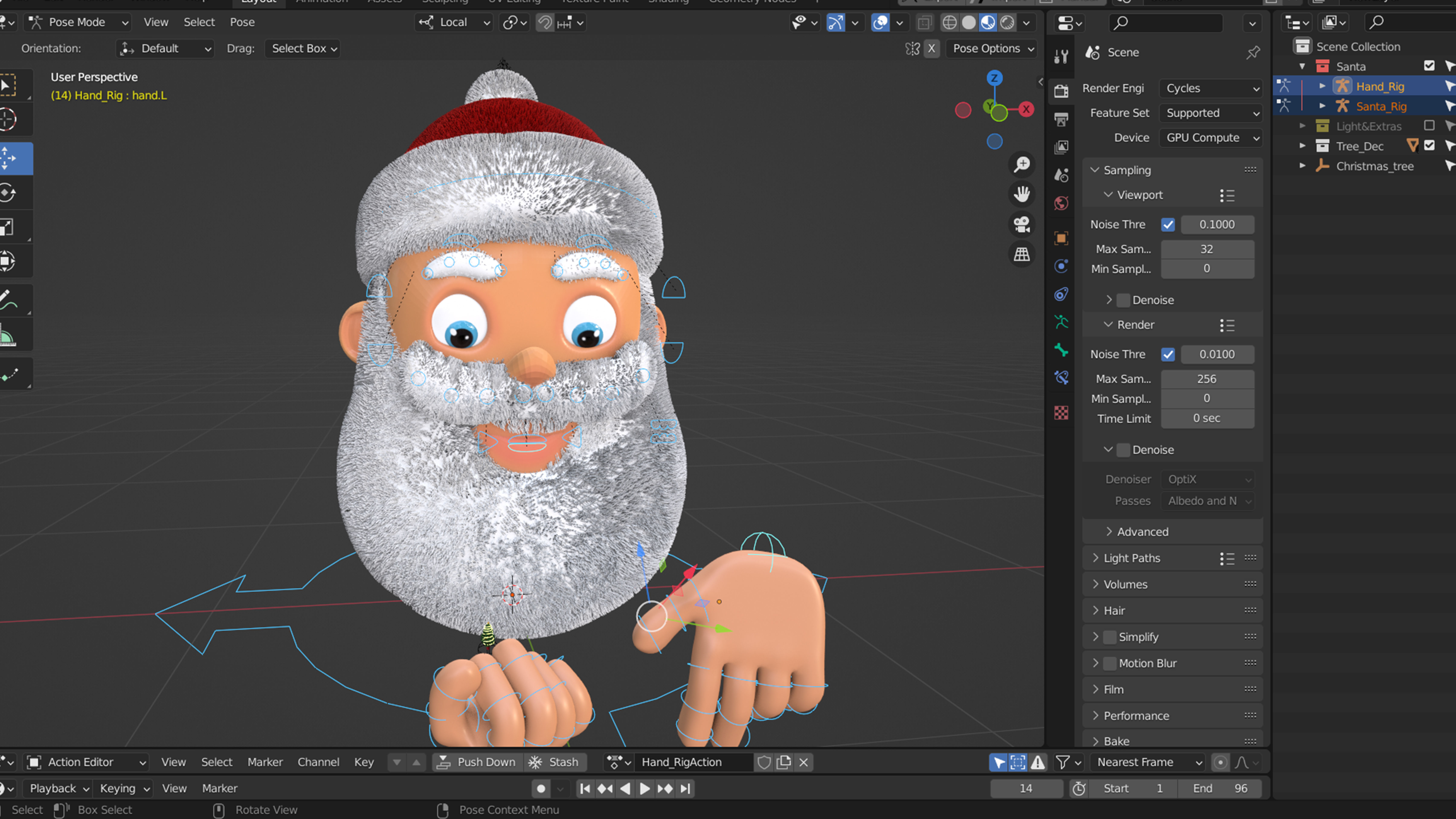 Animated Santa Christmas Tree Low-poly 3D model_17