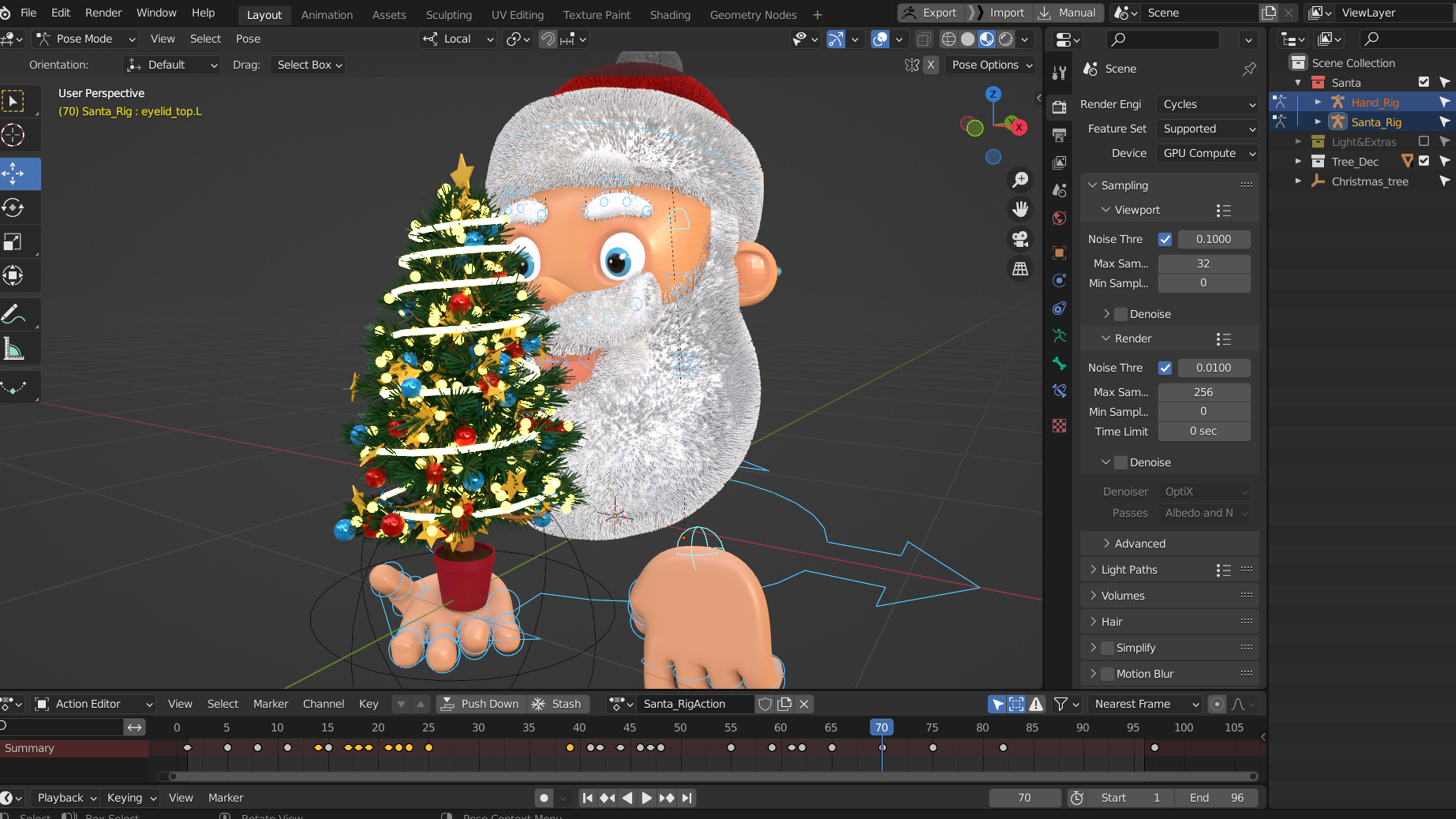 Animated Santa Christmas Tree Low-poly 3D model_4