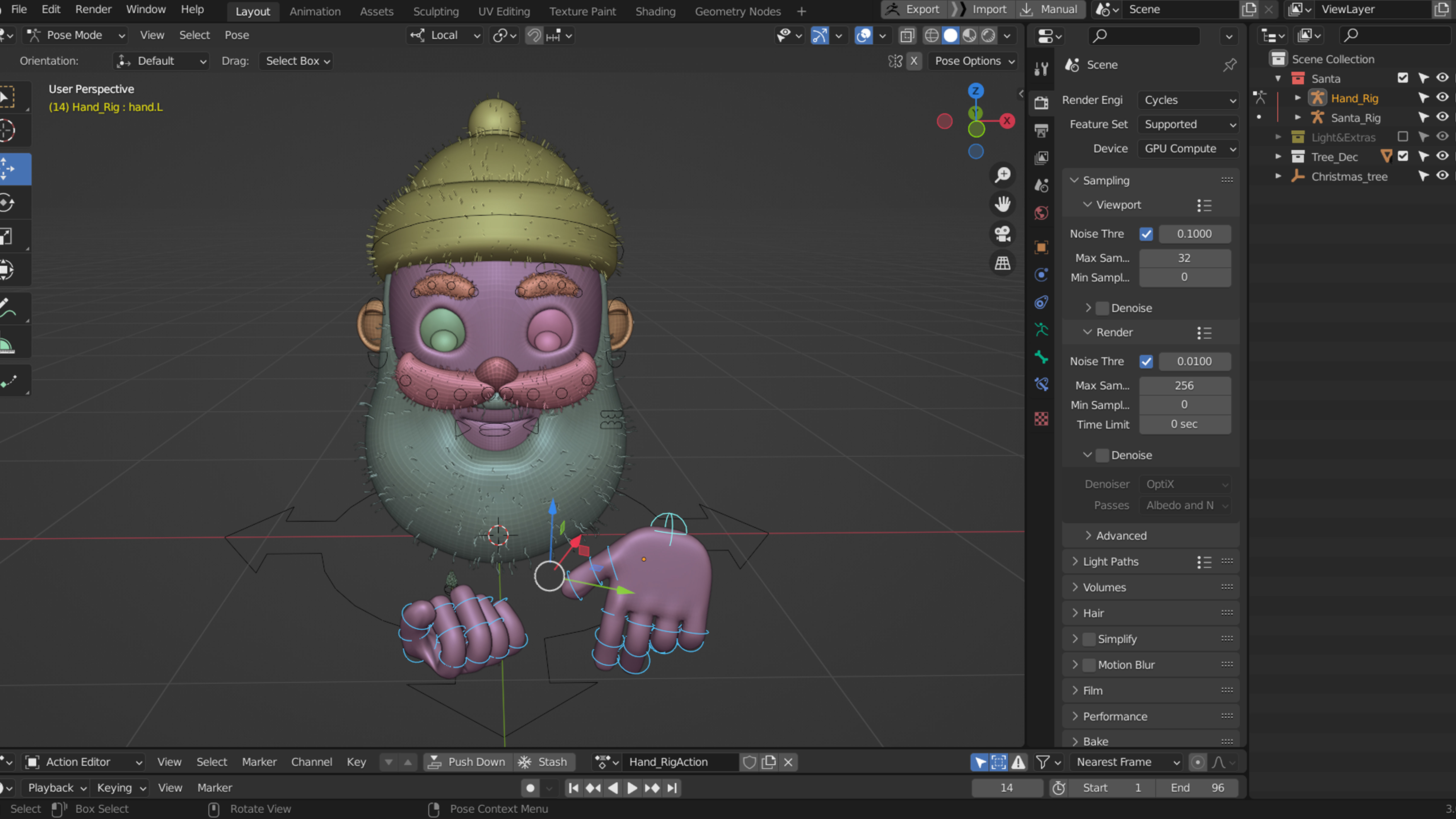 Animated Santa Christmas Tree Low-poly 3D model_16