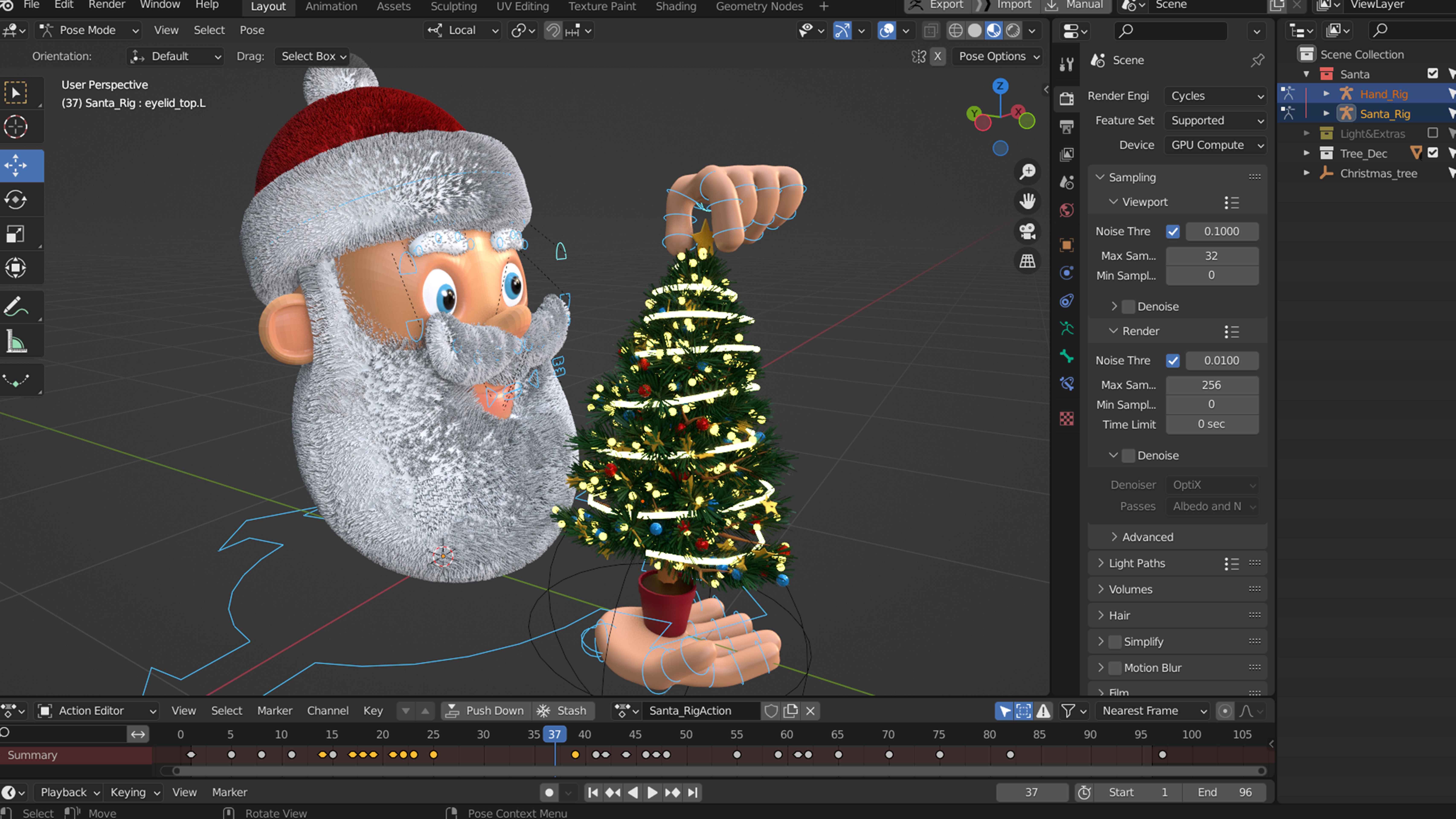 Animated Santa Christmas Tree Low-poly 3D model_5