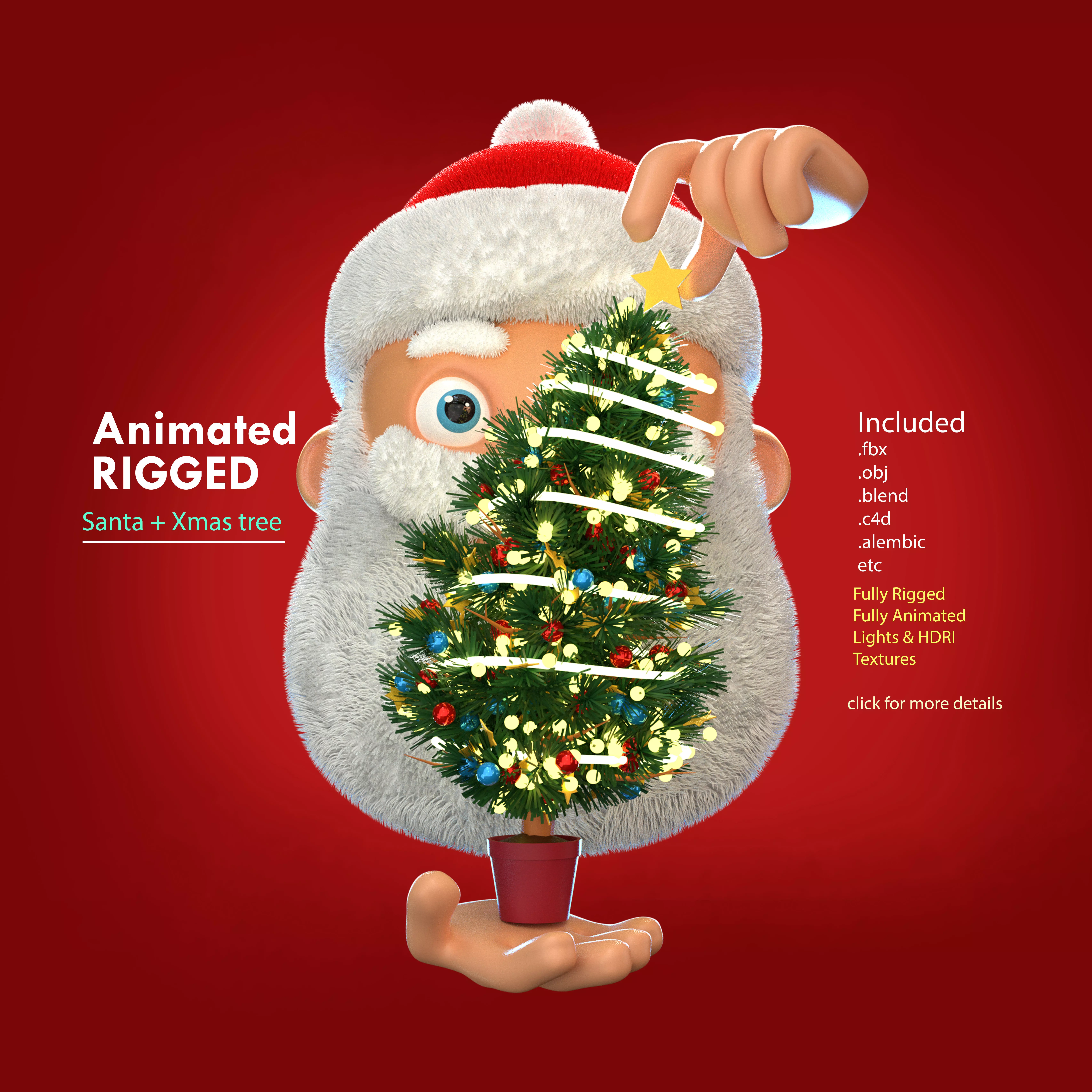 Animated Santa Christmas Tree Low-poly 3D model_0