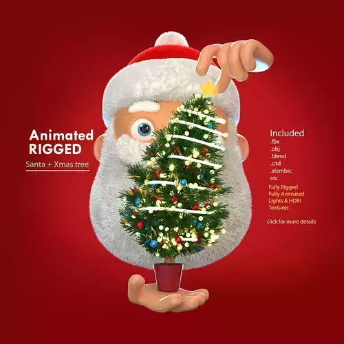 Animated Santa Christmas Tree Low-poly 3D model
