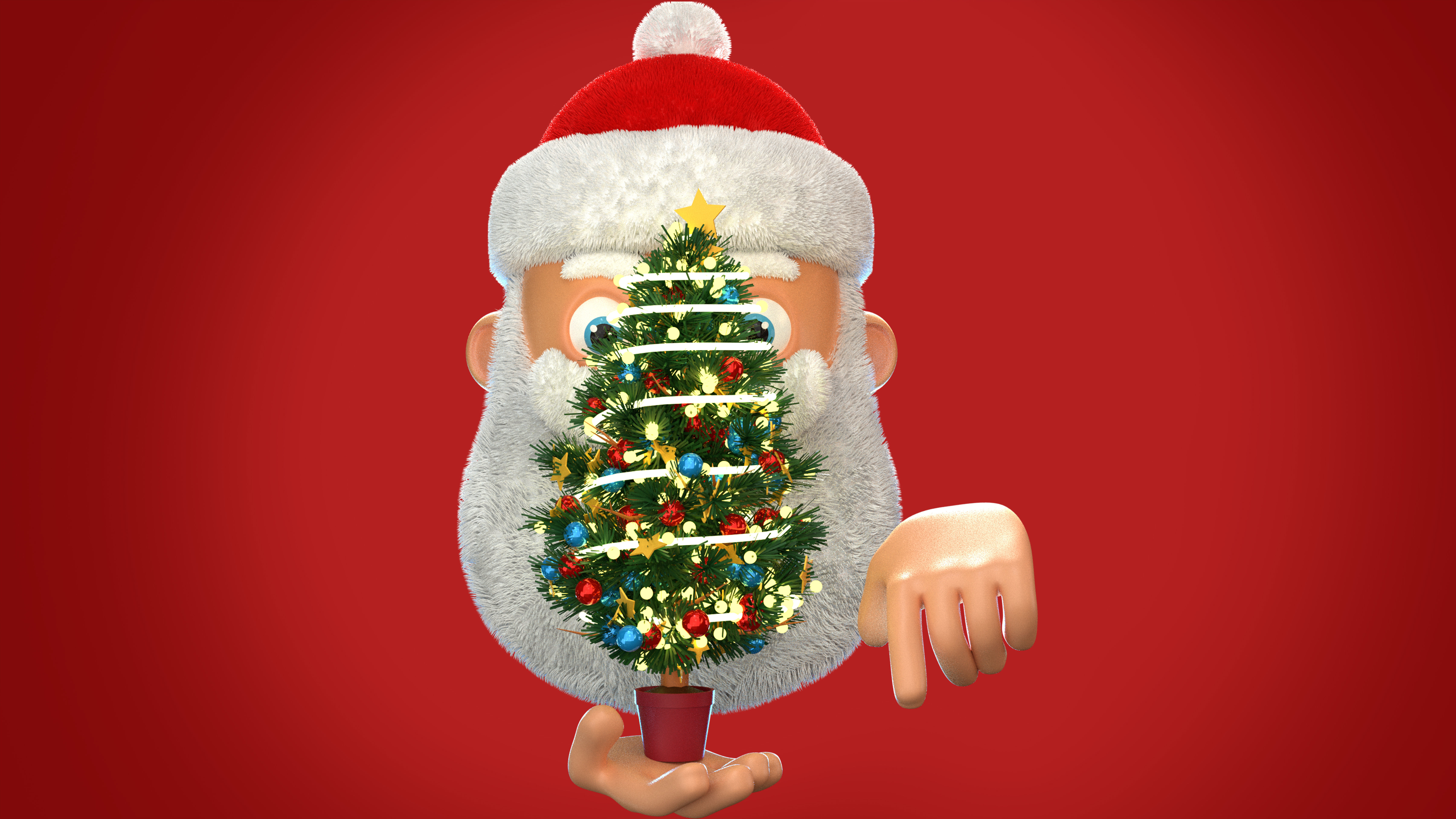 Animated Santa Christmas Tree Low-poly 3D model_11