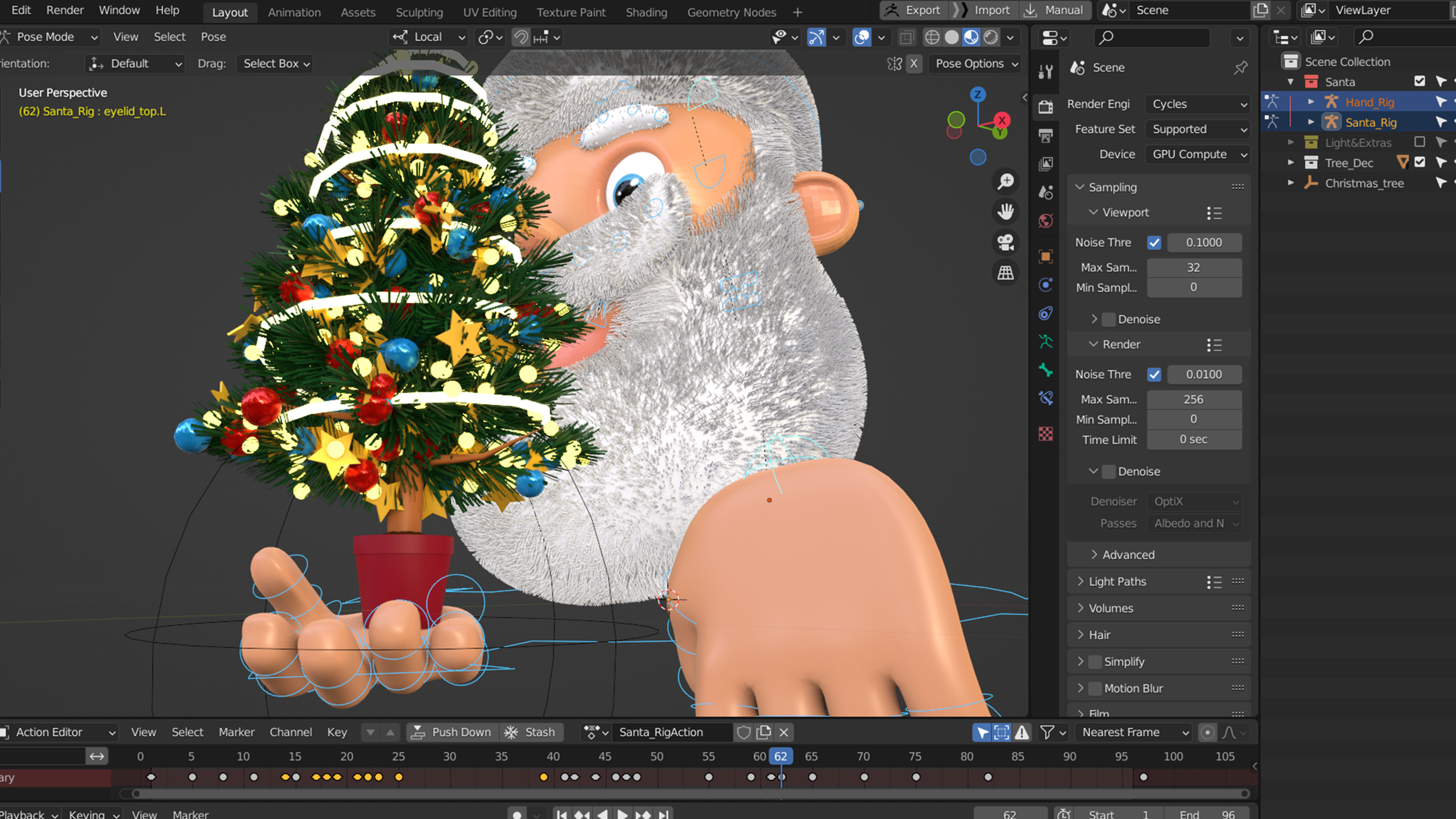 Animated Santa Christmas Tree Low-poly 3D model_6