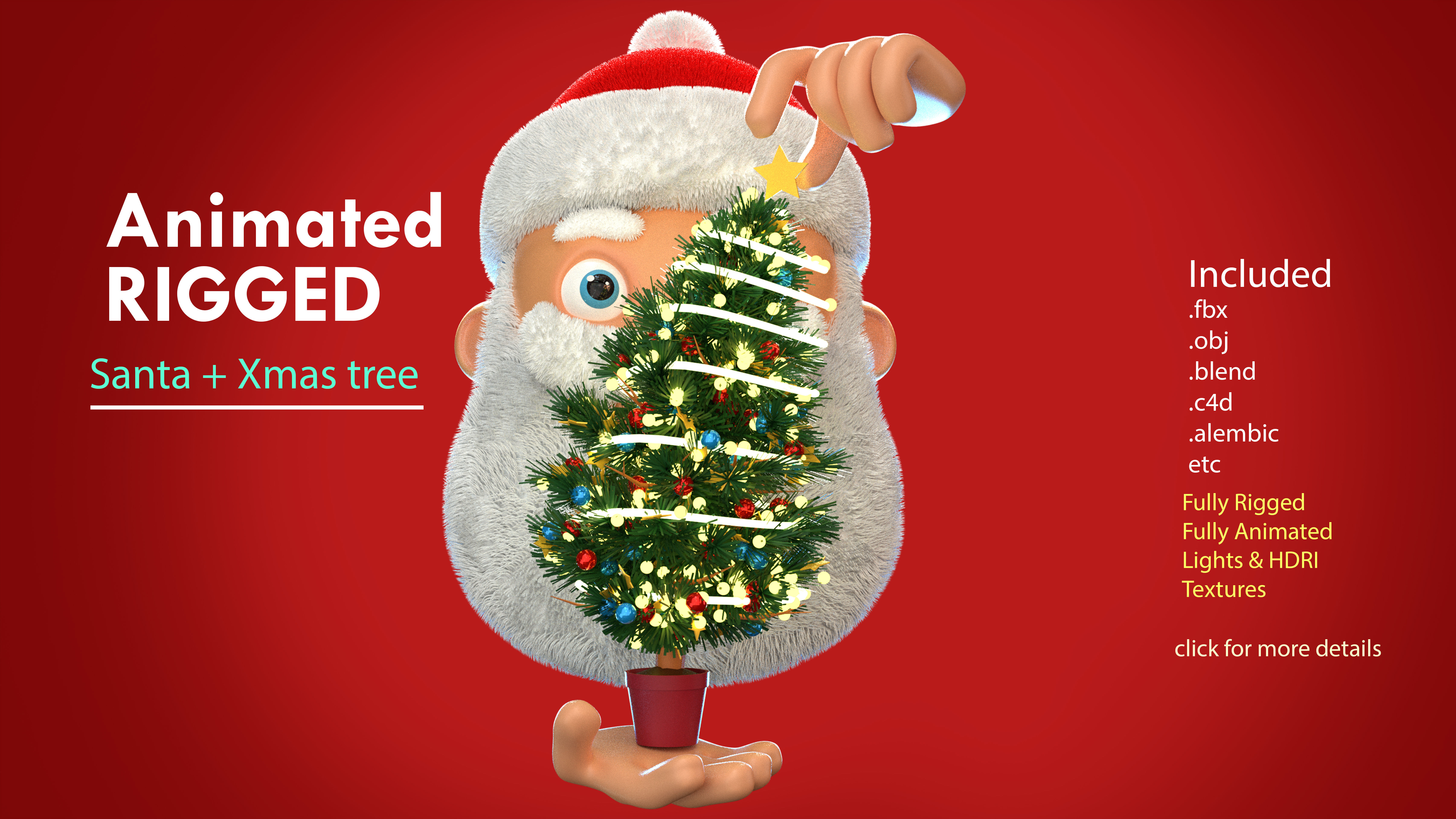Animated Santa Christmas Tree Low-poly 3D model_8