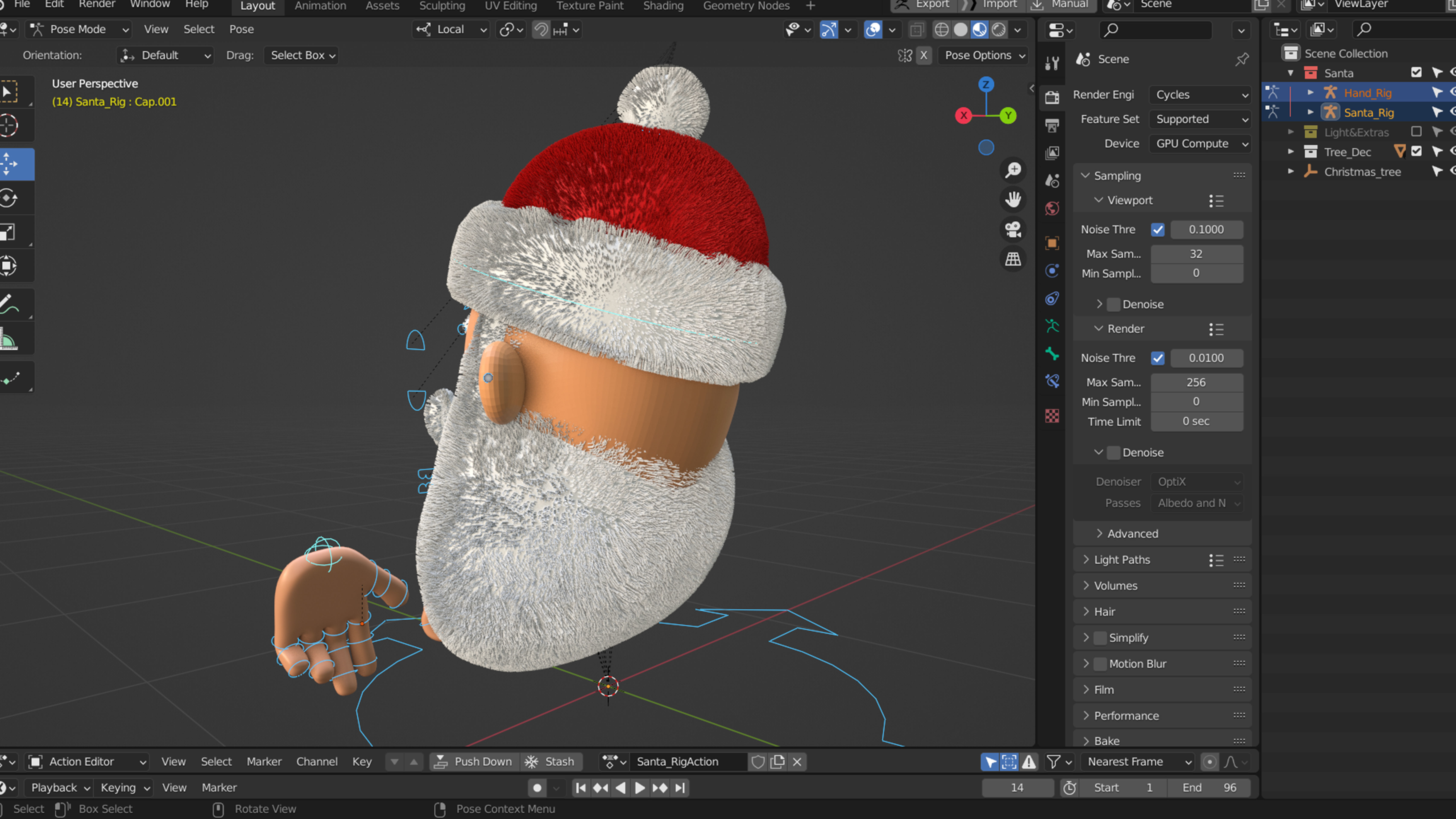 Animated Santa Christmas Tree Low-poly 3D model_3