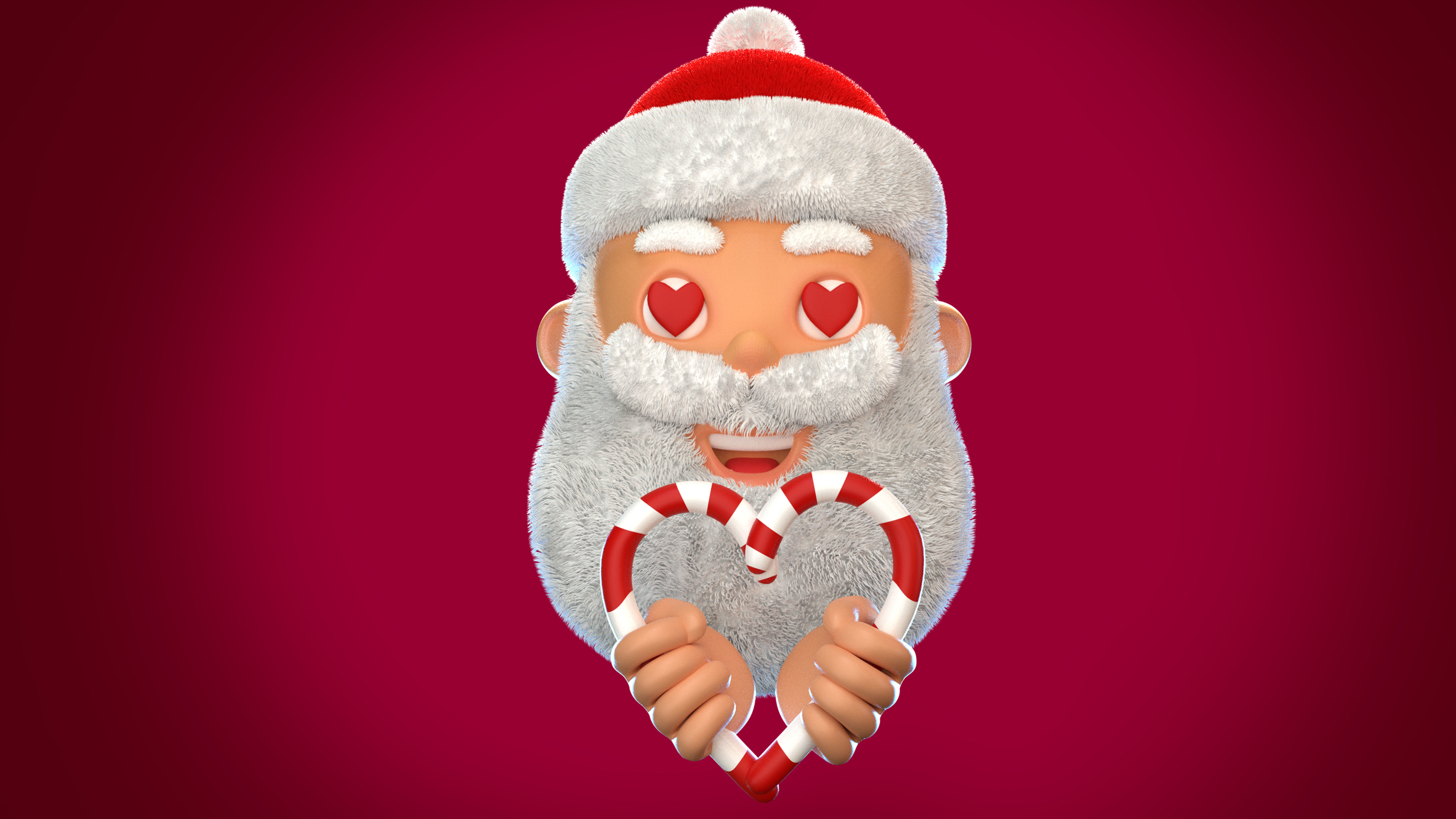Animated Santa Candy Stick Low-poly 3D model_2