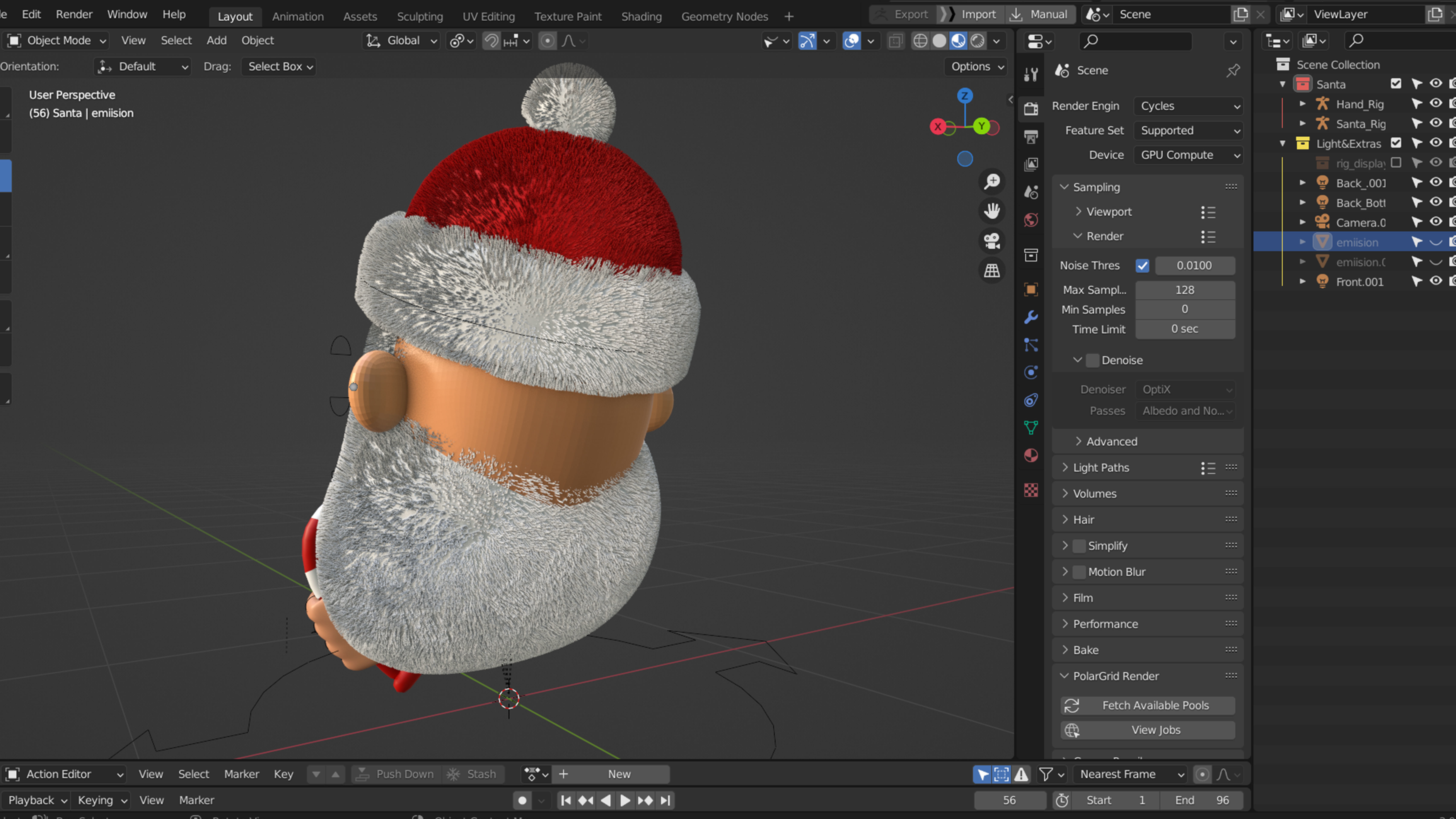 Animated Santa Candy Stick Low-poly 3D model_3